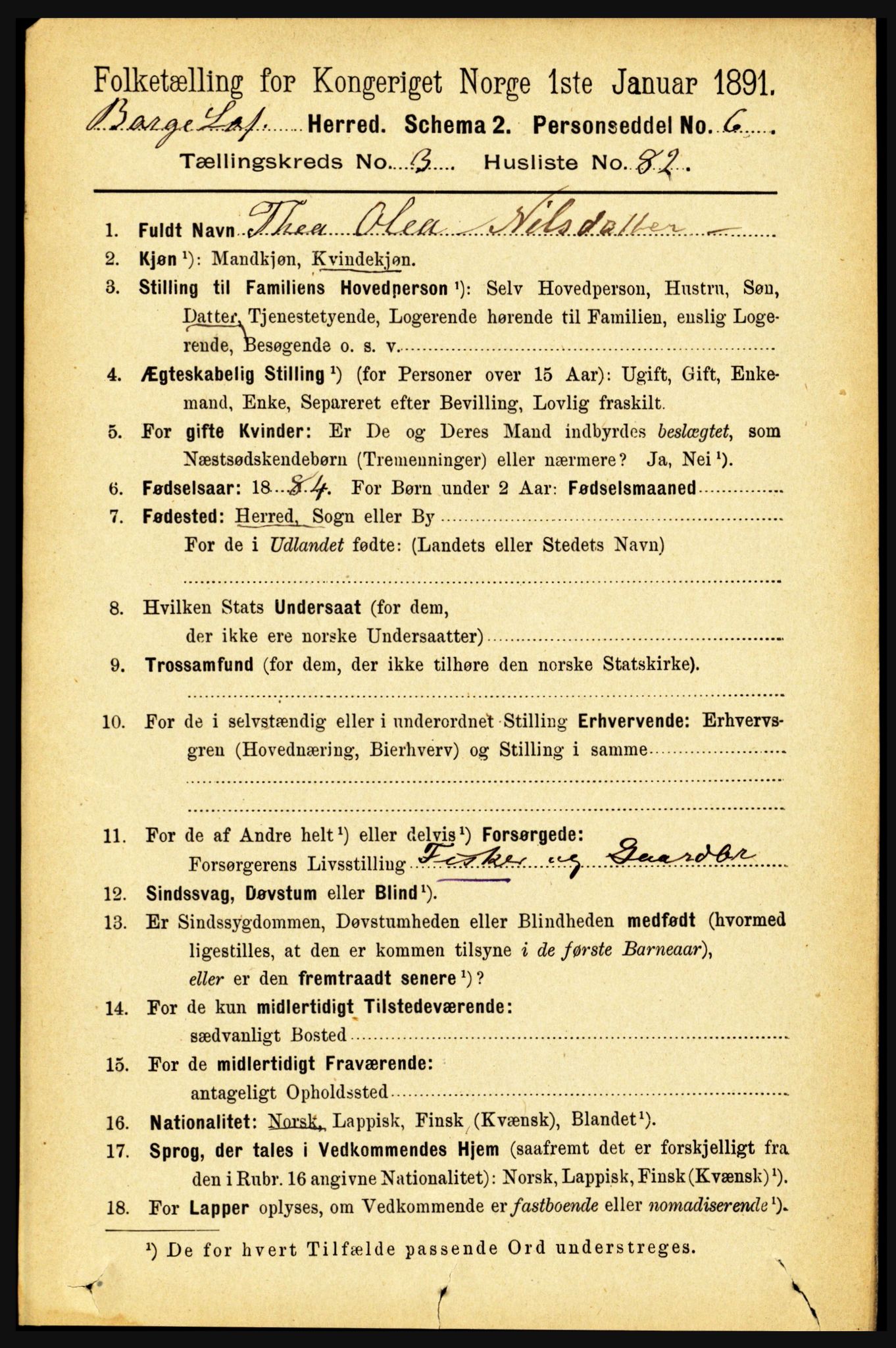 RA, 1891 census for 1862 Borge, 1891, p. 2027