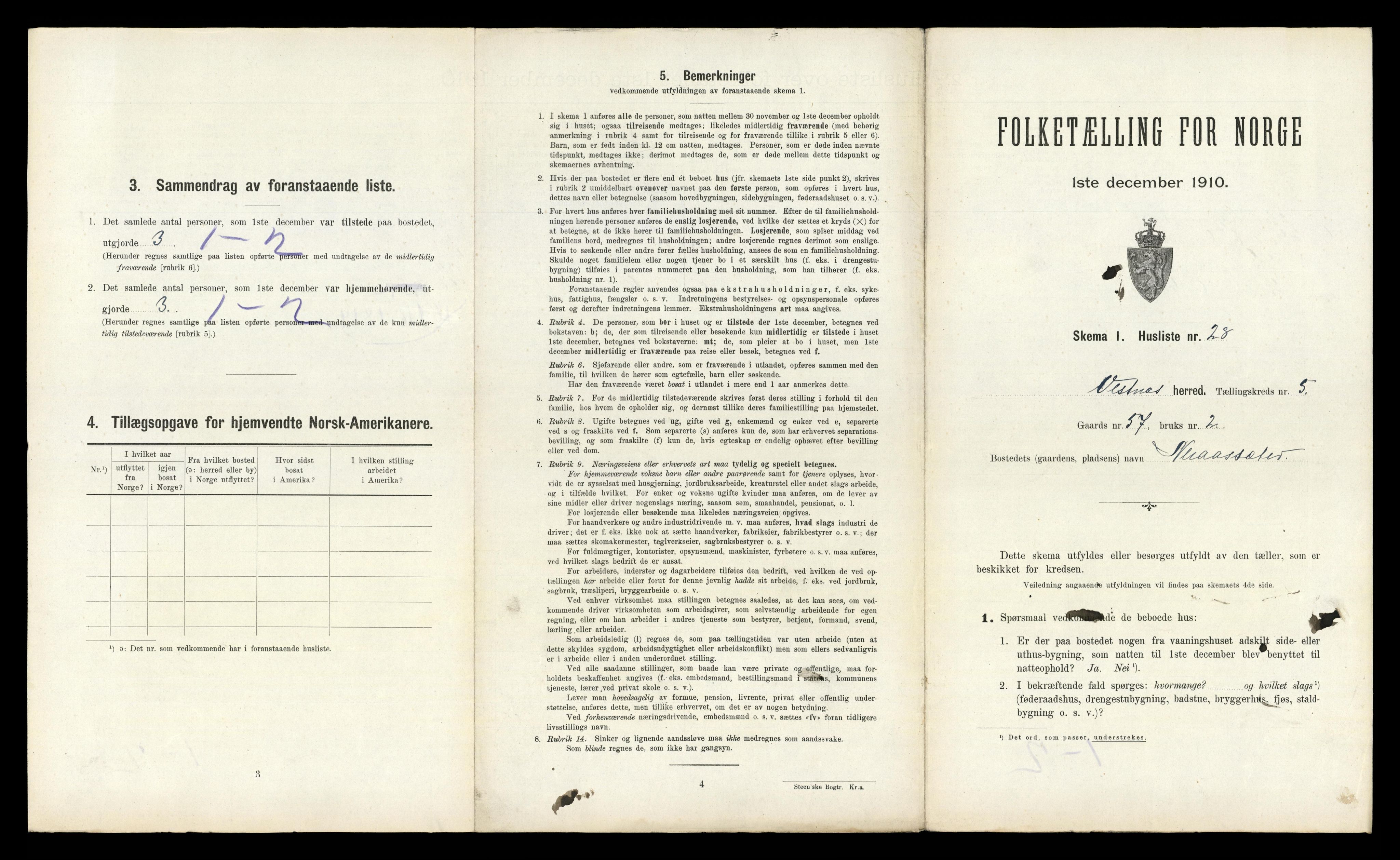 RA, 1910 census for Vestnes, 1910, p. 575