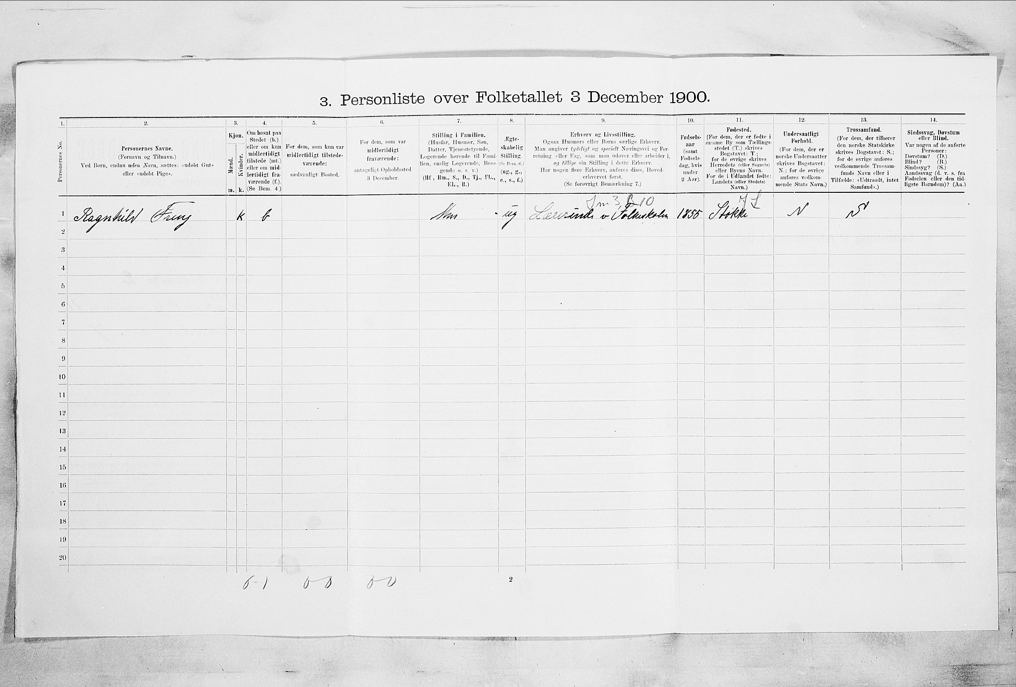 RA, 1900 census for Larvik, 1900, p. 1097