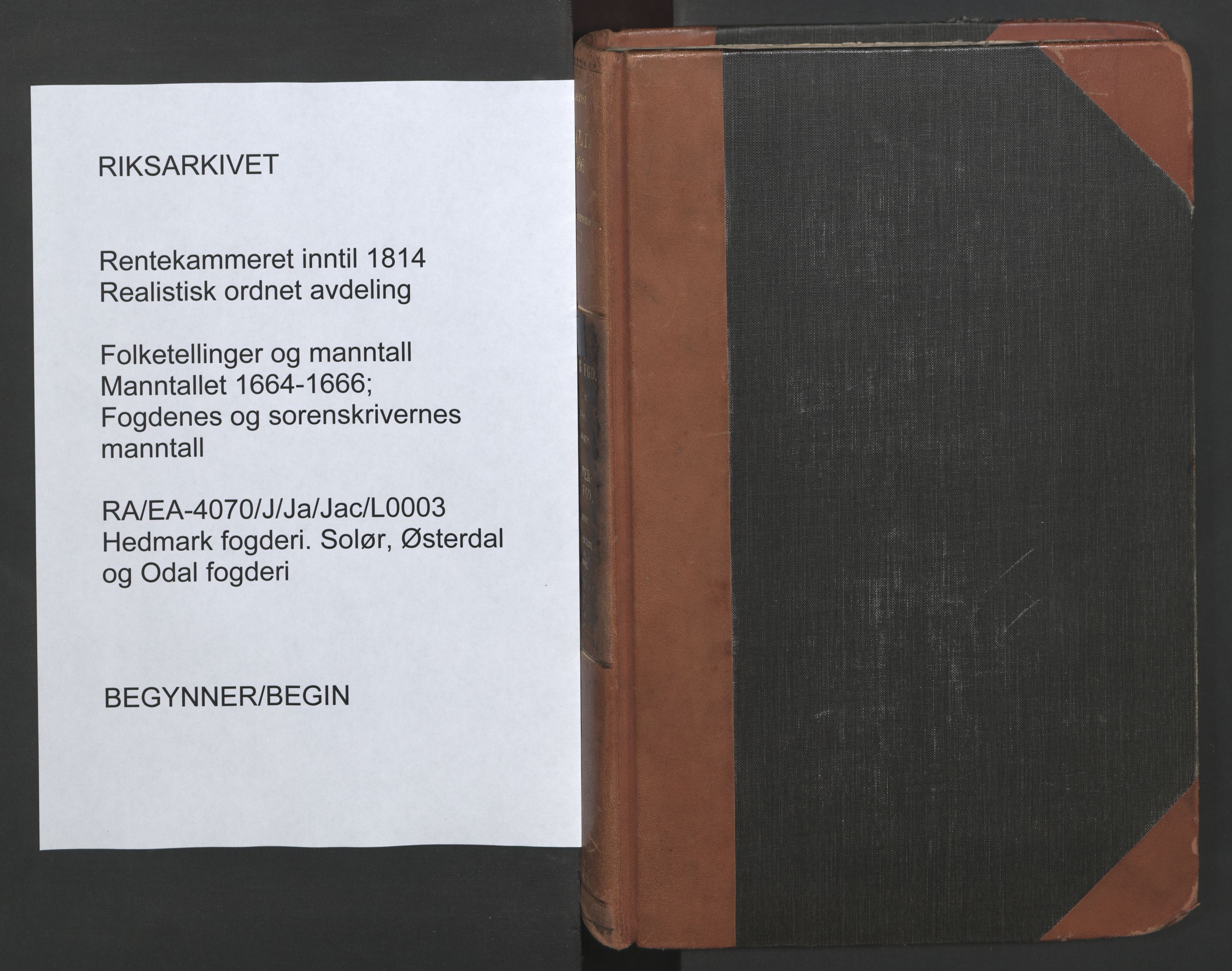 RA, Bailiff's Census 1664-1666, no. 3: Hedmark fogderi and Solør, Østerdal and Odal fogderi, 1664