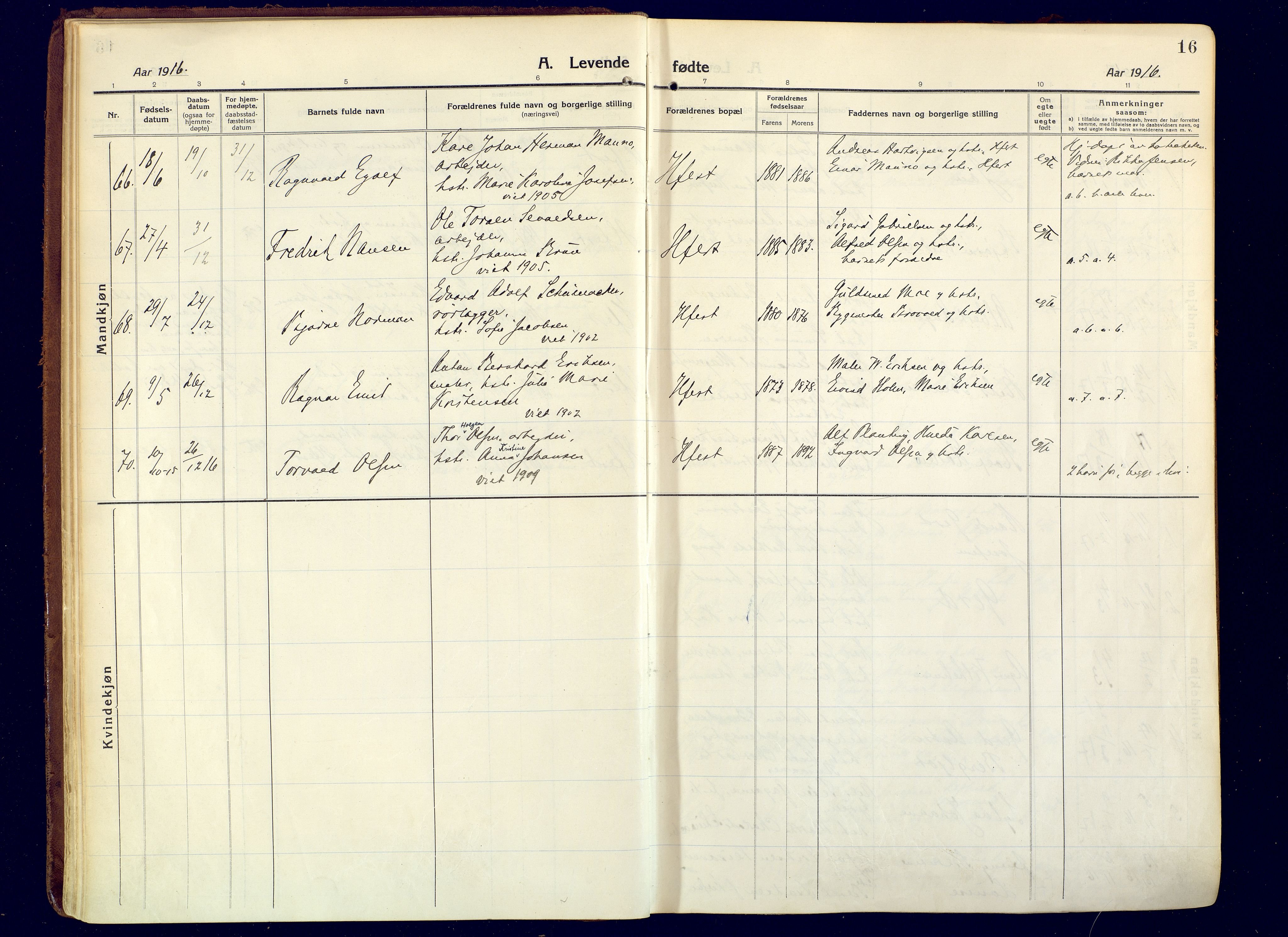 Hammerfest sokneprestkontor, AV/SATØ-S-1347/H/Ha/L0015.kirke: Parish register (official) no. 15, 1916-1923, p. 16