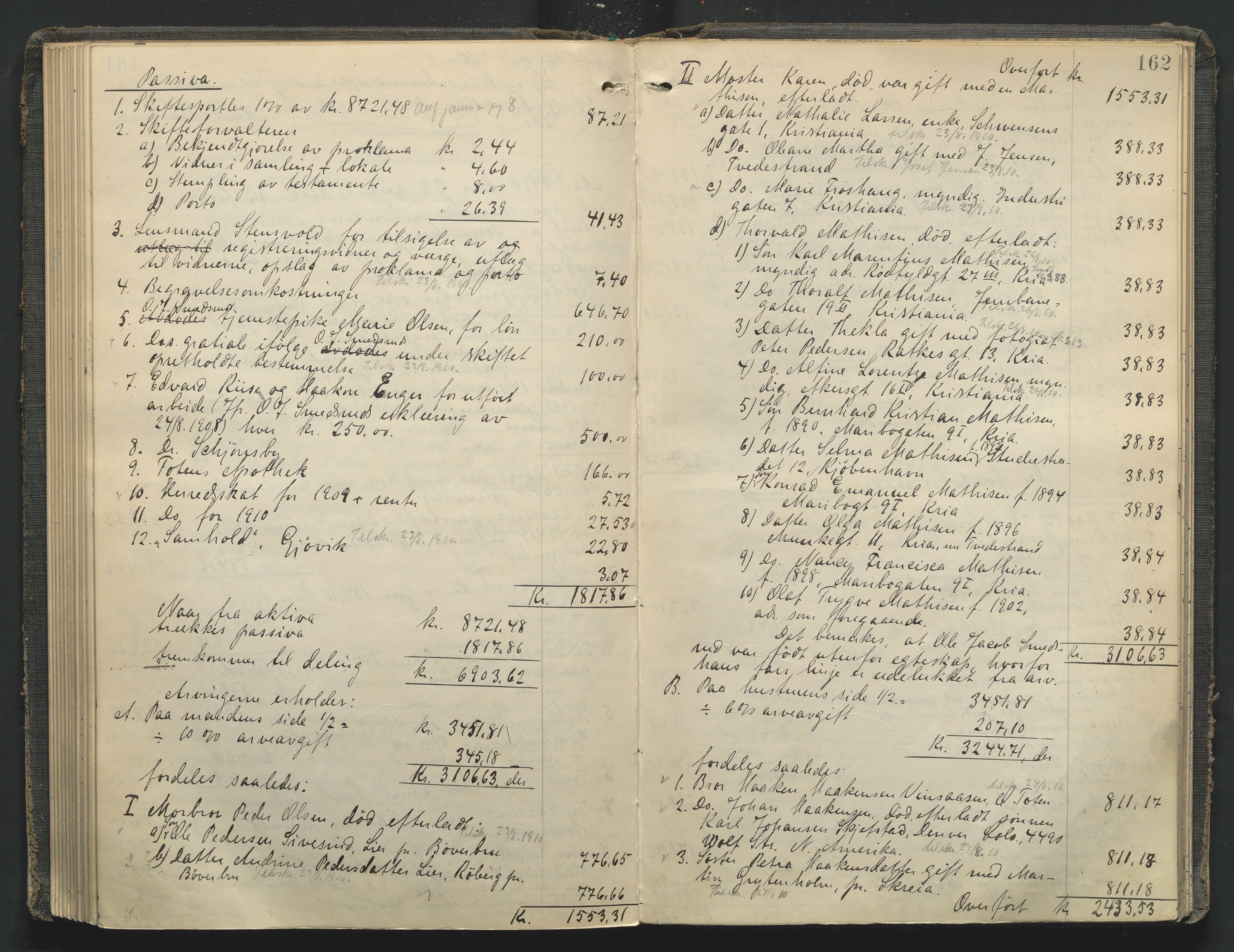 Toten tingrett, AV/SAH-TING-006/J/Je/L0009: Skifteutlodningsprotokoll - Østre Toten, 1900-1914, p. 162