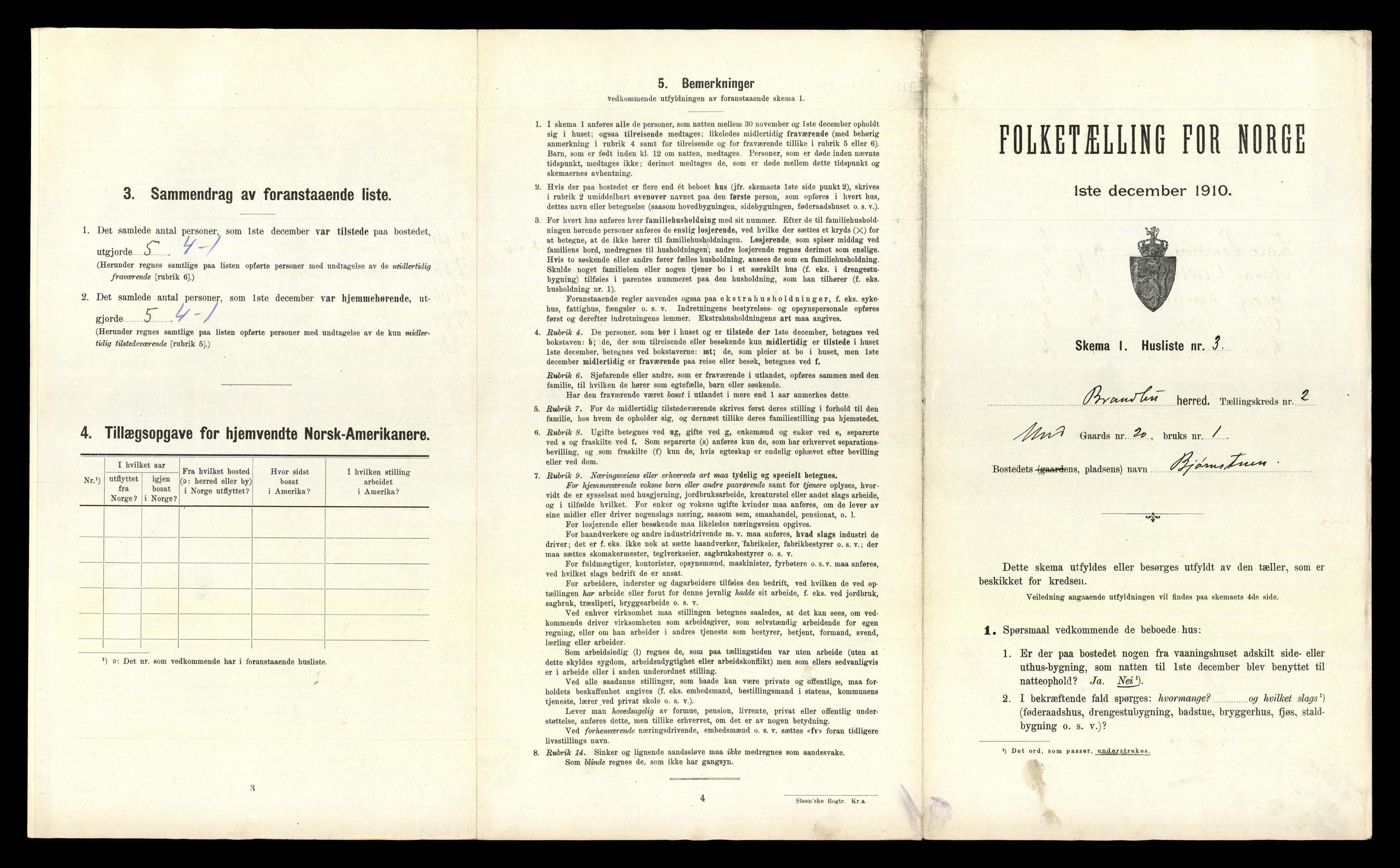 RA, 1910 census for Brandbu, 1910, p. 276