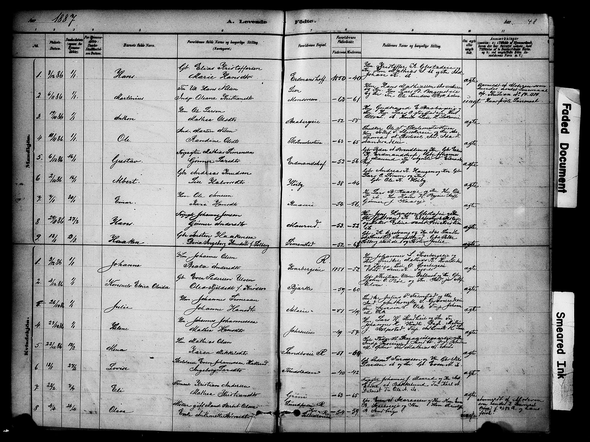 Ringsaker prestekontor, SAH/PREST-014/K/Ka/L0014: Parish register (official) no. 14, 1879-1890, p. 48