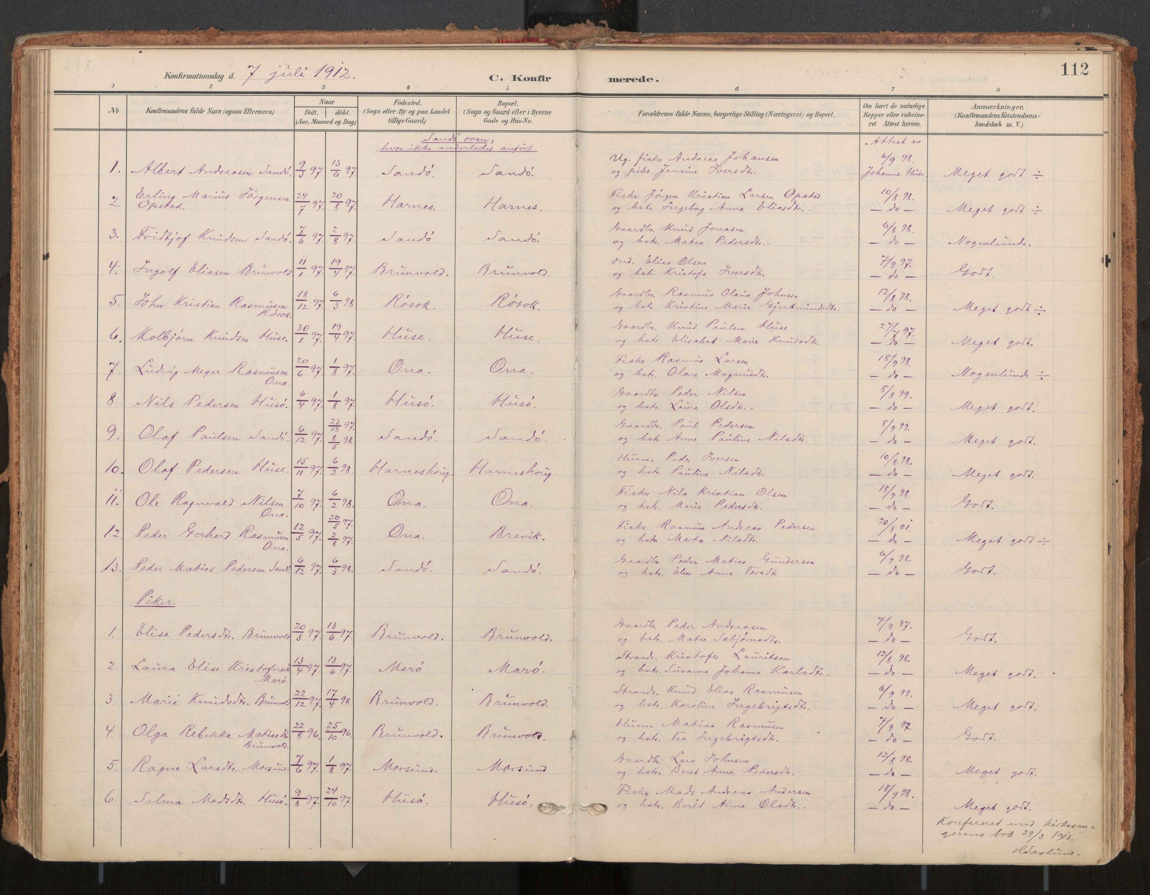 Ministerialprotokoller, klokkerbøker og fødselsregistre - Møre og Romsdal, SAT/A-1454/561/L0730: Parish register (official) no. 561A04, 1901-1929, p. 112