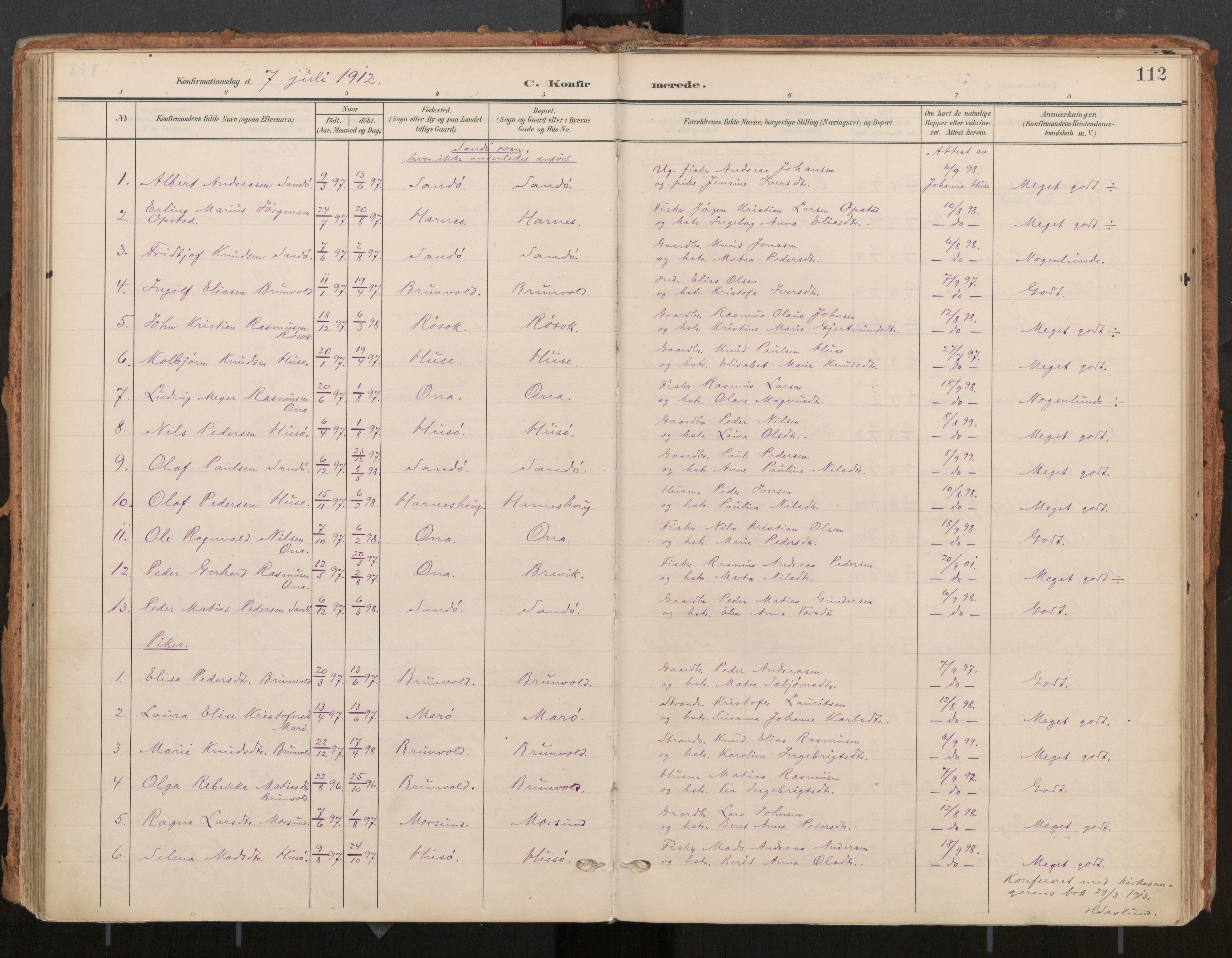 Ministerialprotokoller, klokkerbøker og fødselsregistre - Møre og Romsdal, AV/SAT-A-1454/561/L0730: Parish register (official) no. 561A04, 1901-1929, p. 112