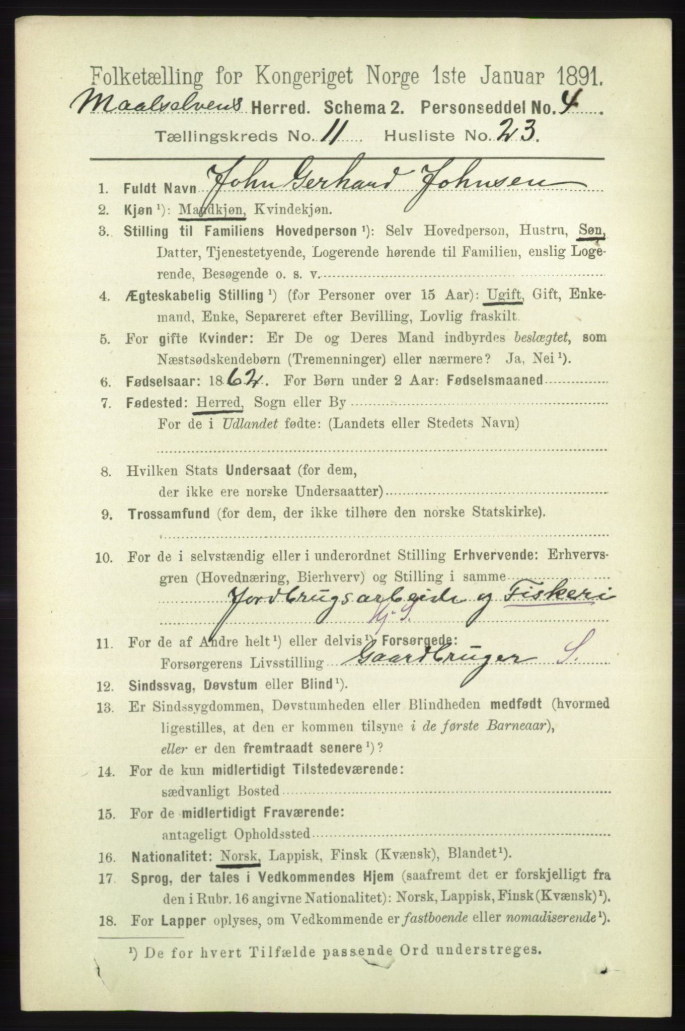 RA, 1891 census for 1924 Målselv, 1891, p. 3425
