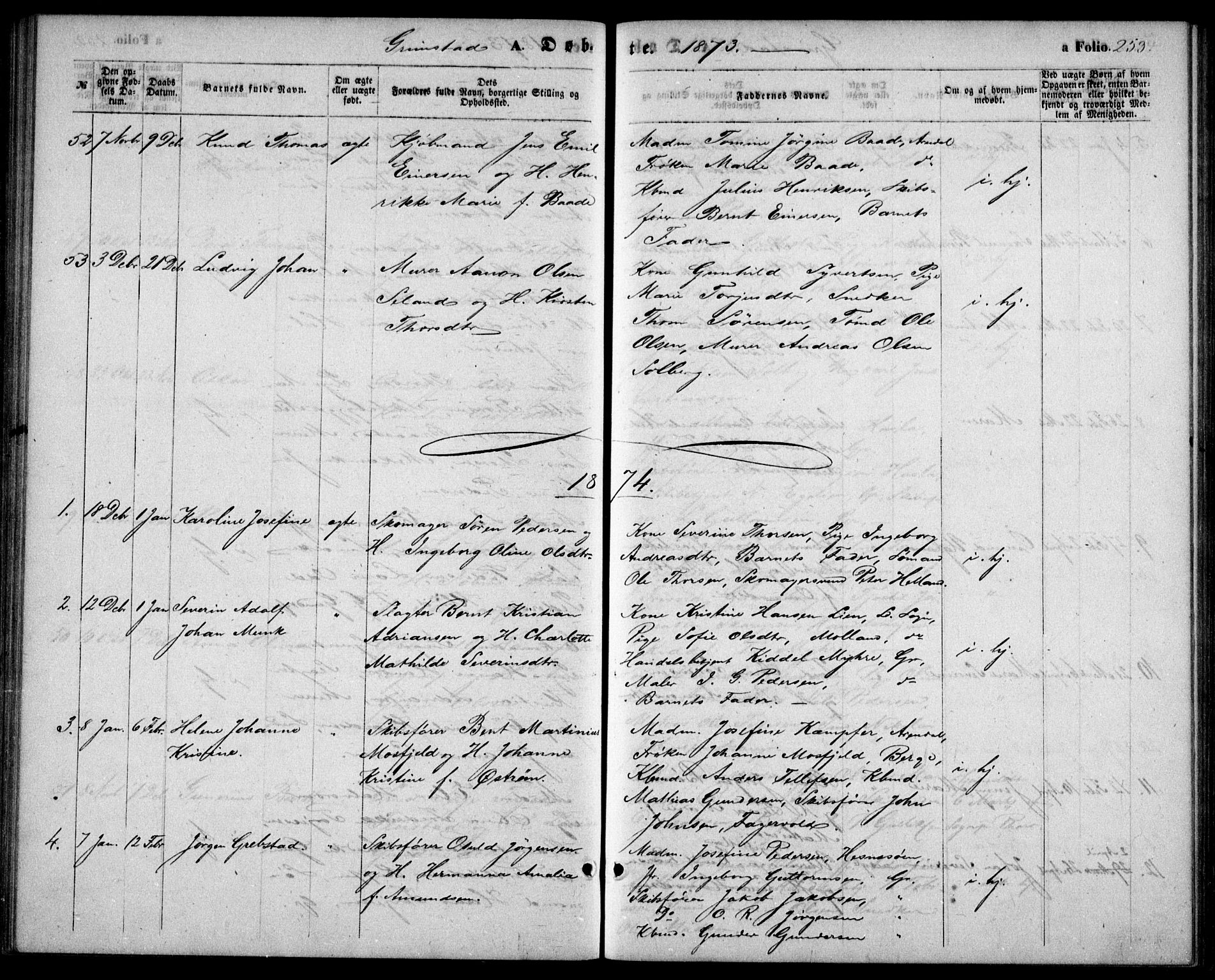 Fjære sokneprestkontor, SAK/1111-0011/F/Fb/L0009: Parish register (copy) no. B 9, 1867-1870, p. 253
