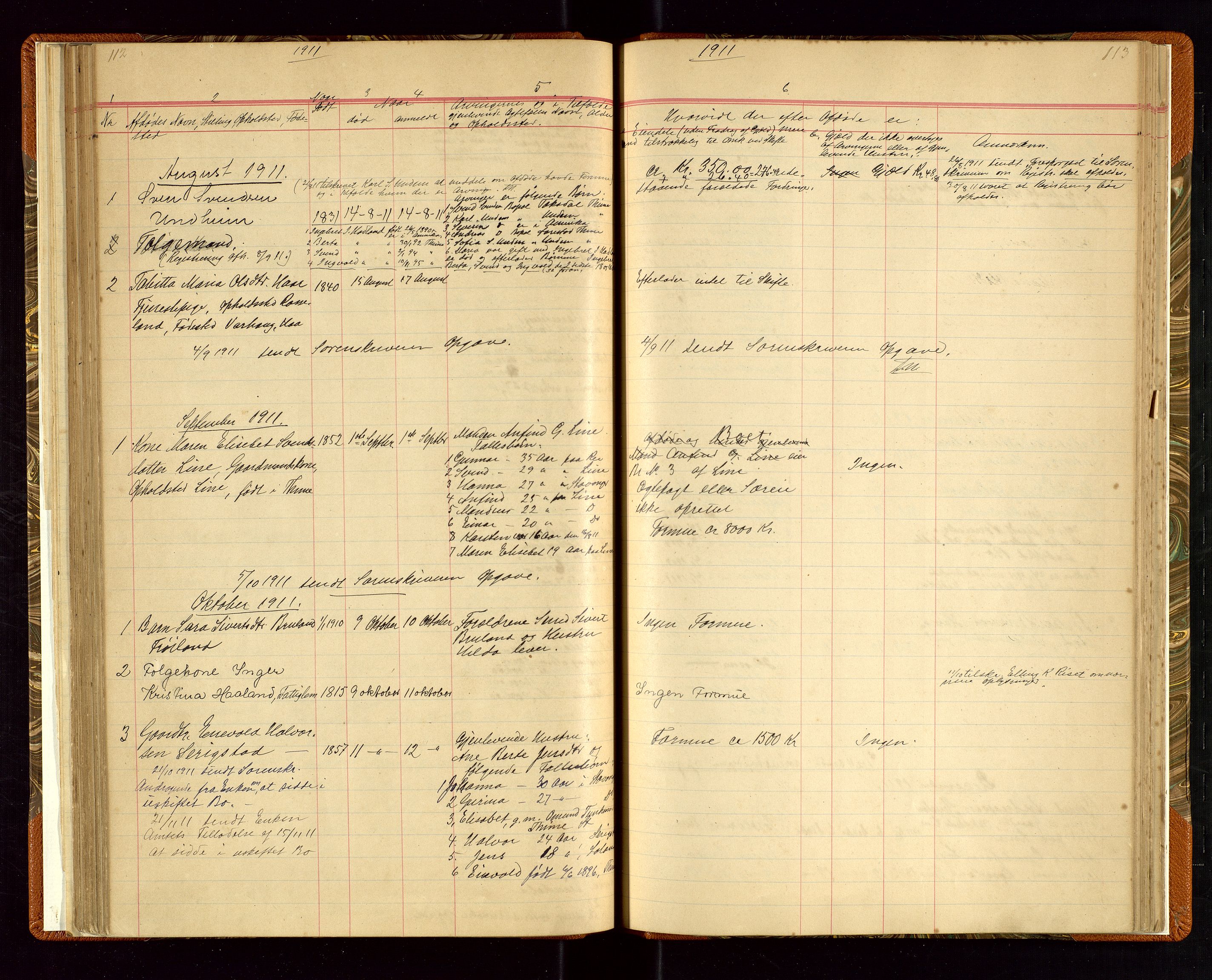 Time lensmannskontor, AV/SAST-A-100420/Gga/L0001: Dødsfallprotokoll m/alfabetisk register, 1880-1921, p. 112-113