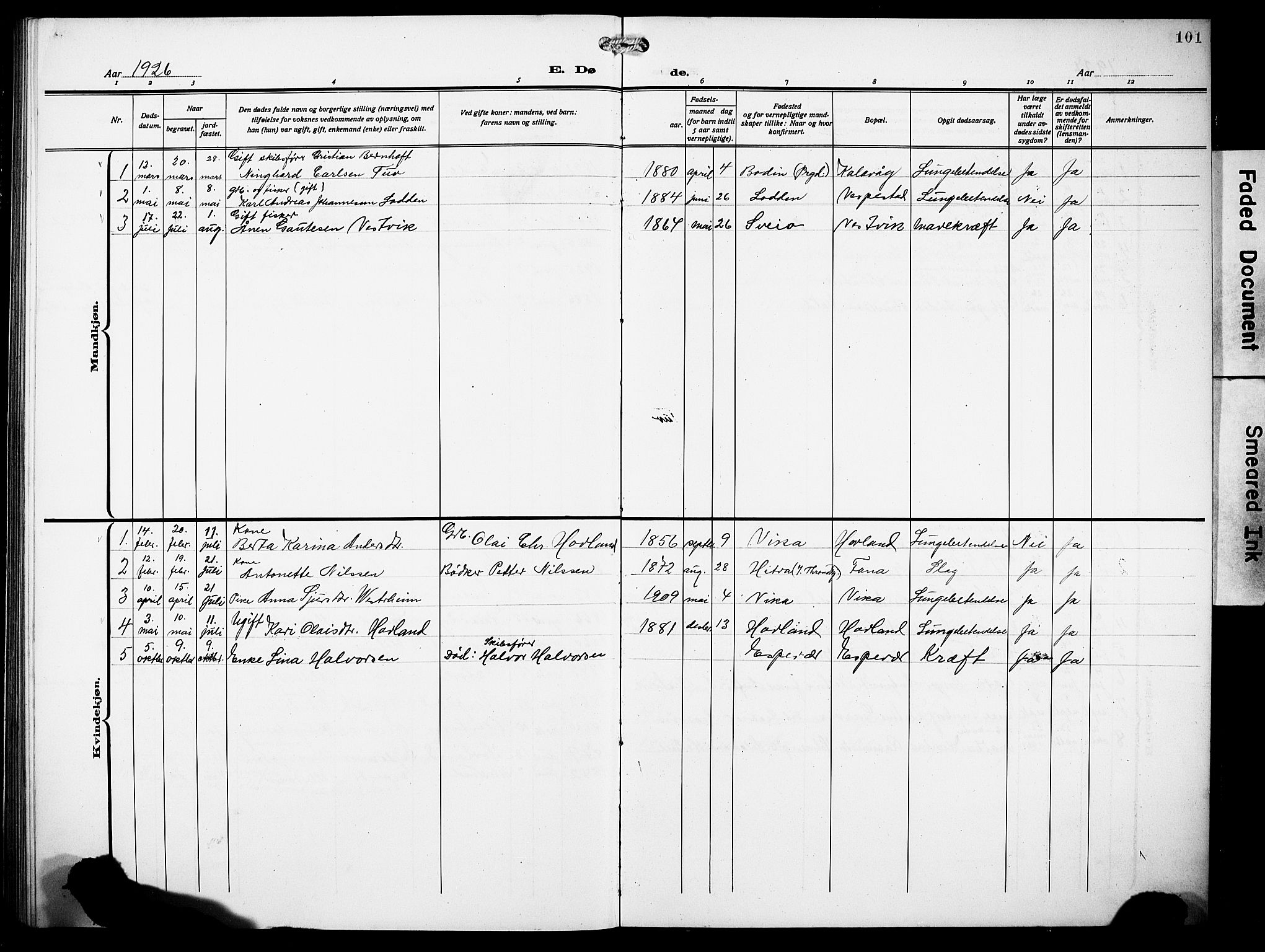 Finnås sokneprestembete, SAB/A-99925/H/Ha/Hab/Habc/L0004: Parish register (copy) no. C 4, 1917-1931, p. 101