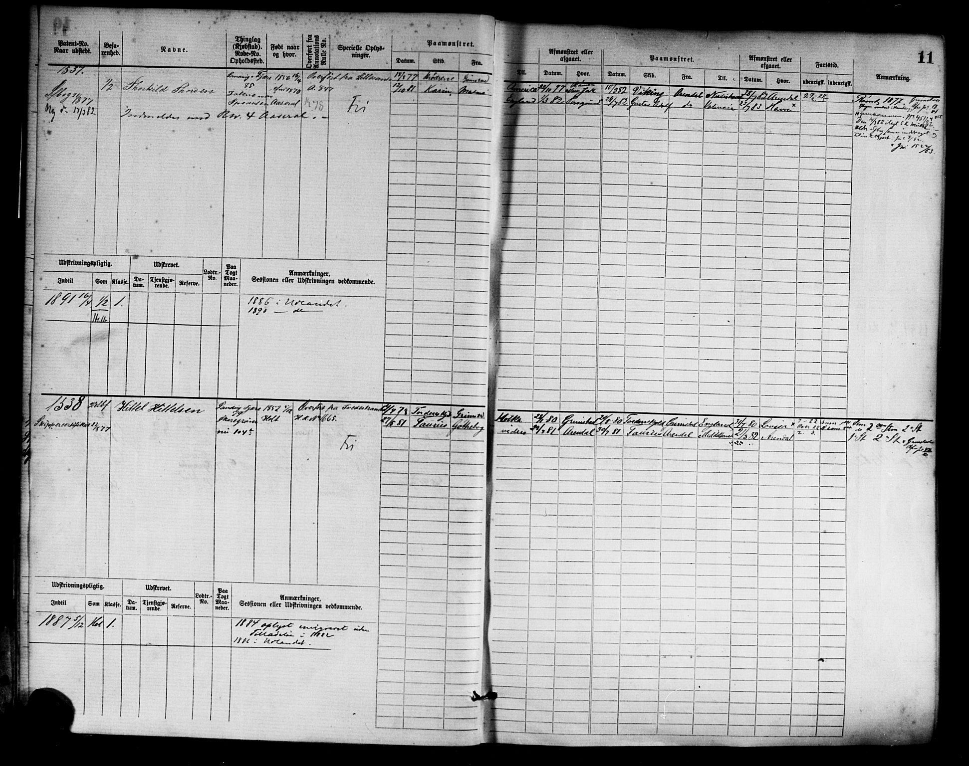 Grimstad mønstringskrets, AV/SAK-2031-0013/F/Fb/L0003: Hovedrulle nr 1517-2276, F-6, 1877-1888, p. 13