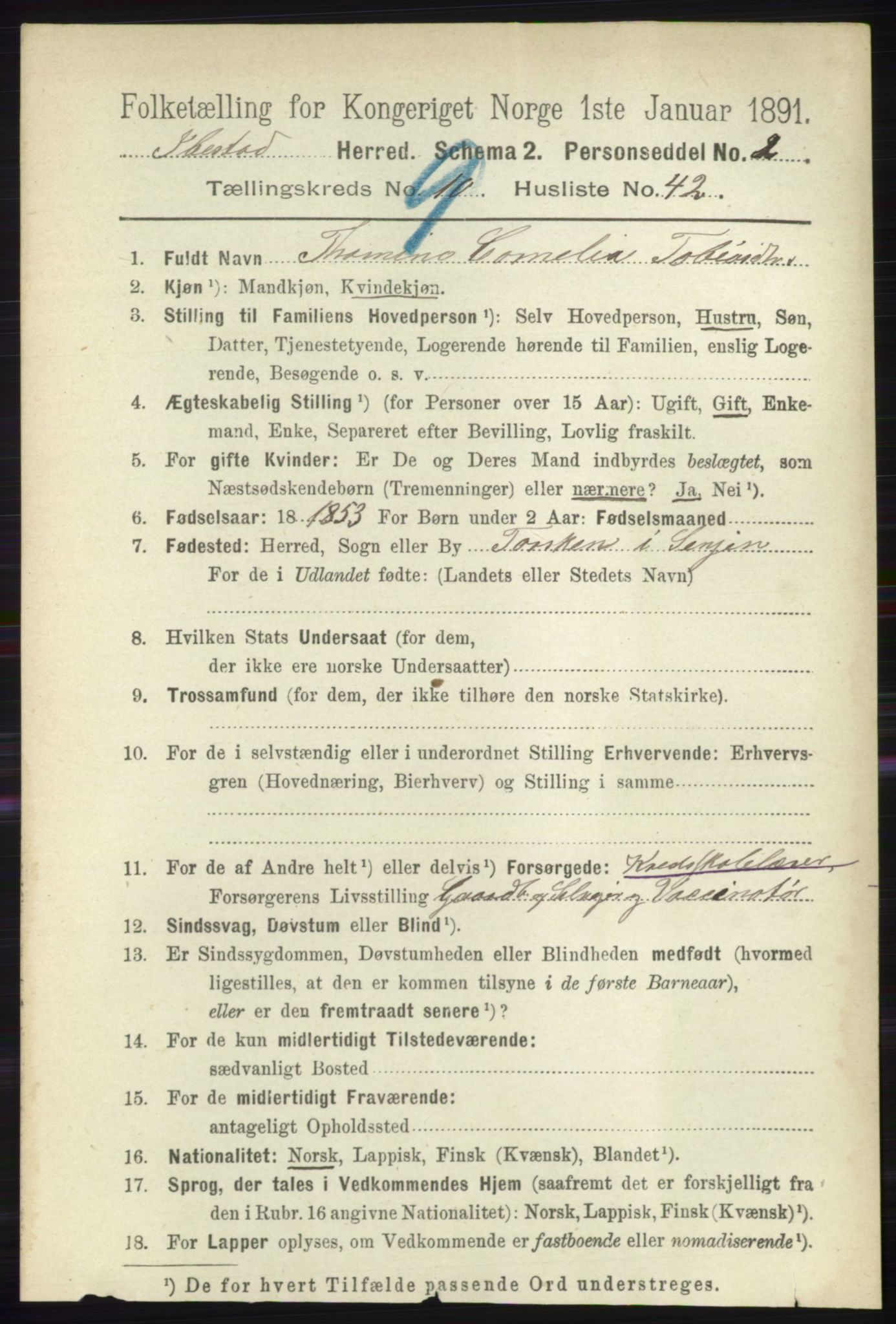 RA, 1891 census for 1917 Ibestad, 1891, p. 6226