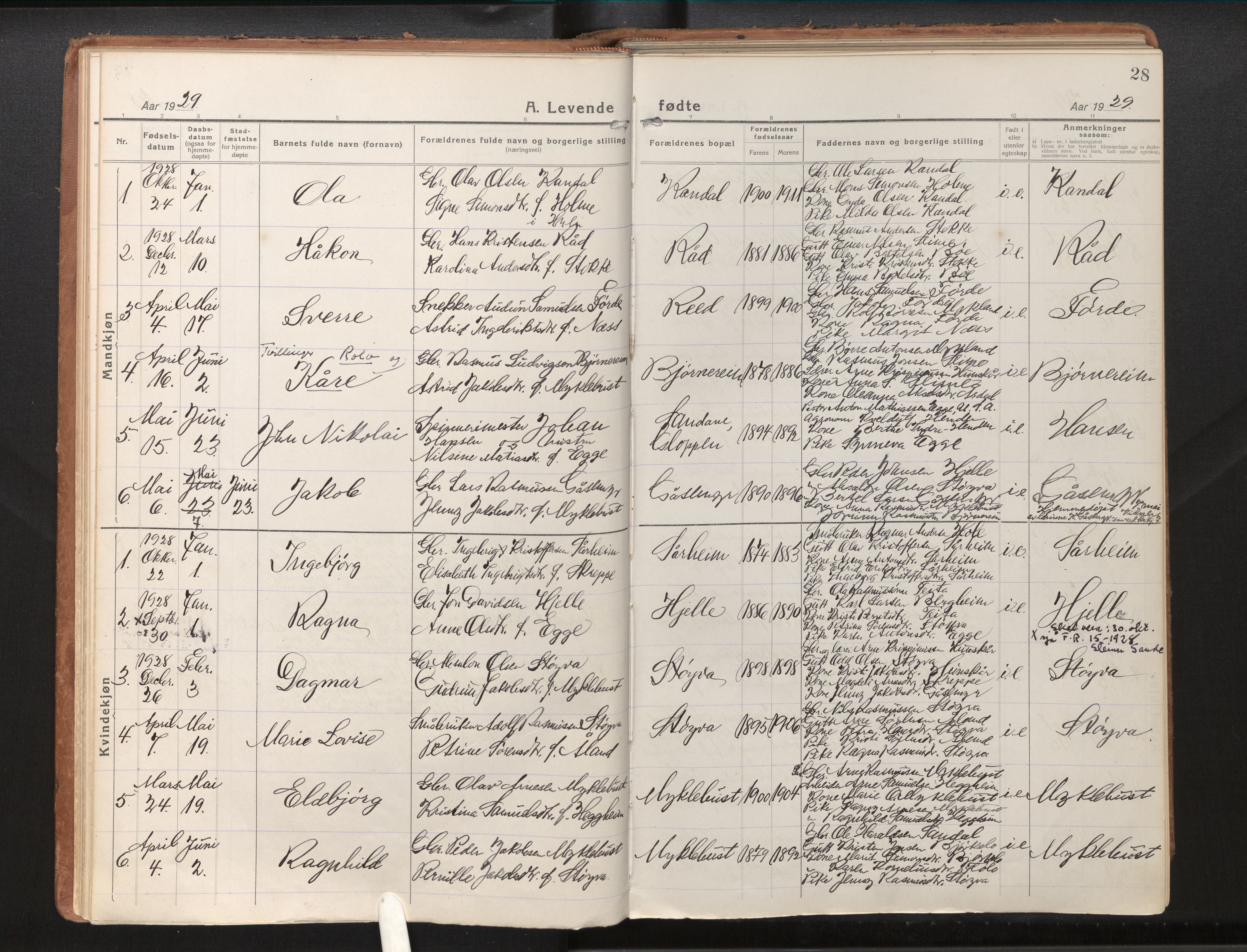 Gloppen sokneprestembete, AV/SAB-A-80101/H/Haa/Haac/L0004: Parish register (official) no. C 4, 1921-1949, p. 28