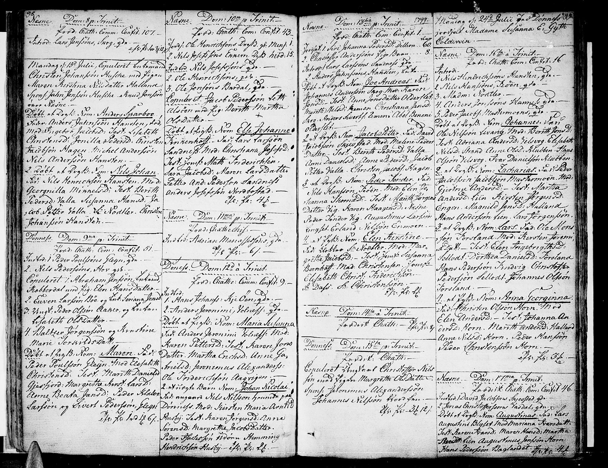 Ministerialprotokoller, klokkerbøker og fødselsregistre - Nordland, AV/SAT-A-1459/838/L0545: Parish register (official) no. 838A04, 1791-1820, p. 98-99
