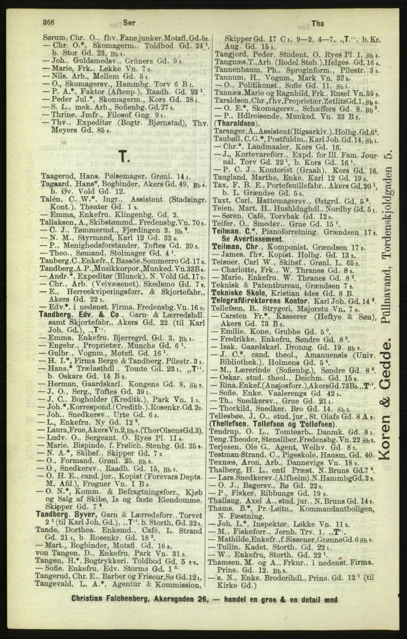 Kristiania/Oslo adressebok, PUBL/-, 1886, p. 366