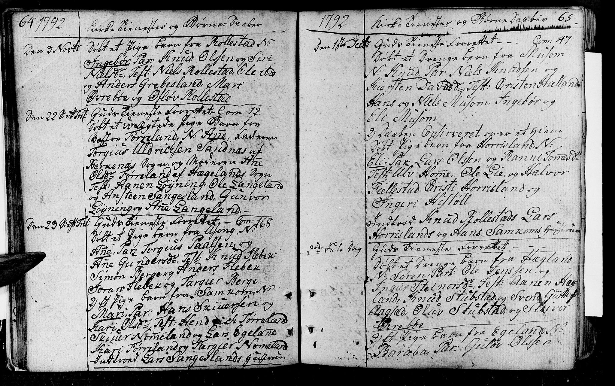 Vennesla sokneprestkontor, AV/SAK-1111-0045/Fa/Fac/L0002: Parish register (official) no. A 2, 1785-1834, p. 64-65