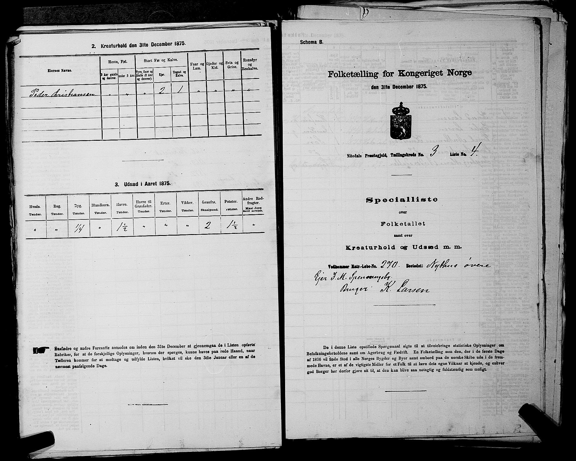 RA, 1875 census for 0233P Nittedal, 1875, p. 613