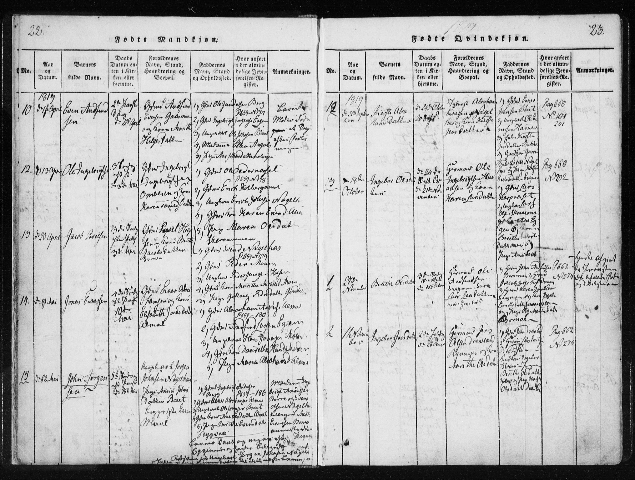 Ministerialprotokoller, klokkerbøker og fødselsregistre - Nord-Trøndelag, SAT/A-1458/749/L0469: Parish register (official) no. 749A03, 1817-1857, p. 22-23