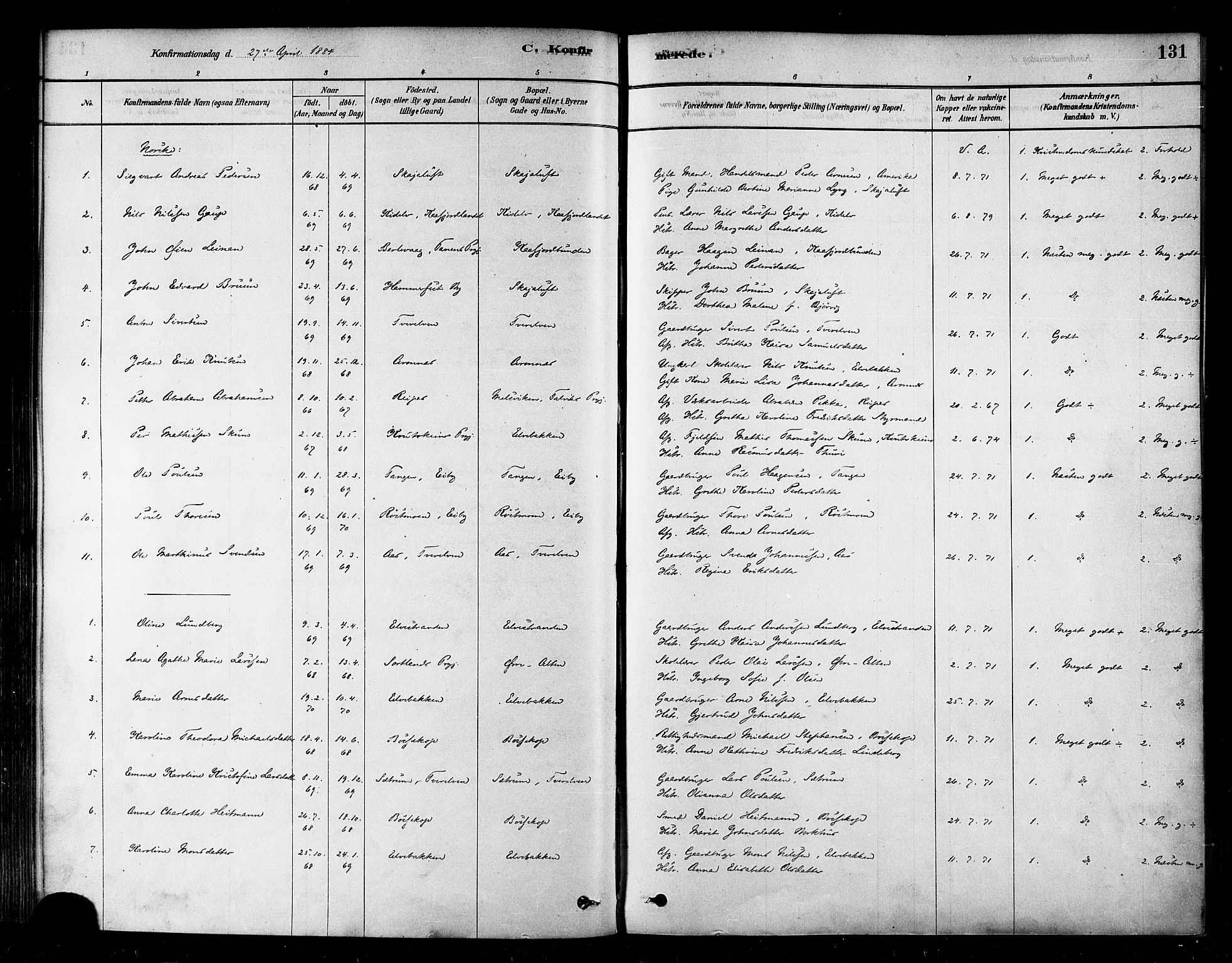 Alta sokneprestkontor, SATØ/S-1338/H/Ha/L0002.kirke: Parish register (official) no. 2, 1879-1892, p. 131