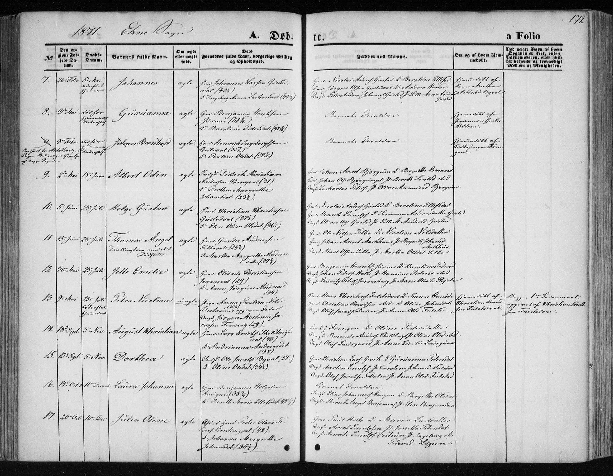 Ministerialprotokoller, klokkerbøker og fødselsregistre - Nord-Trøndelag, AV/SAT-A-1458/717/L0158: Parish register (official) no. 717A08 /2, 1863-1877, p. 172