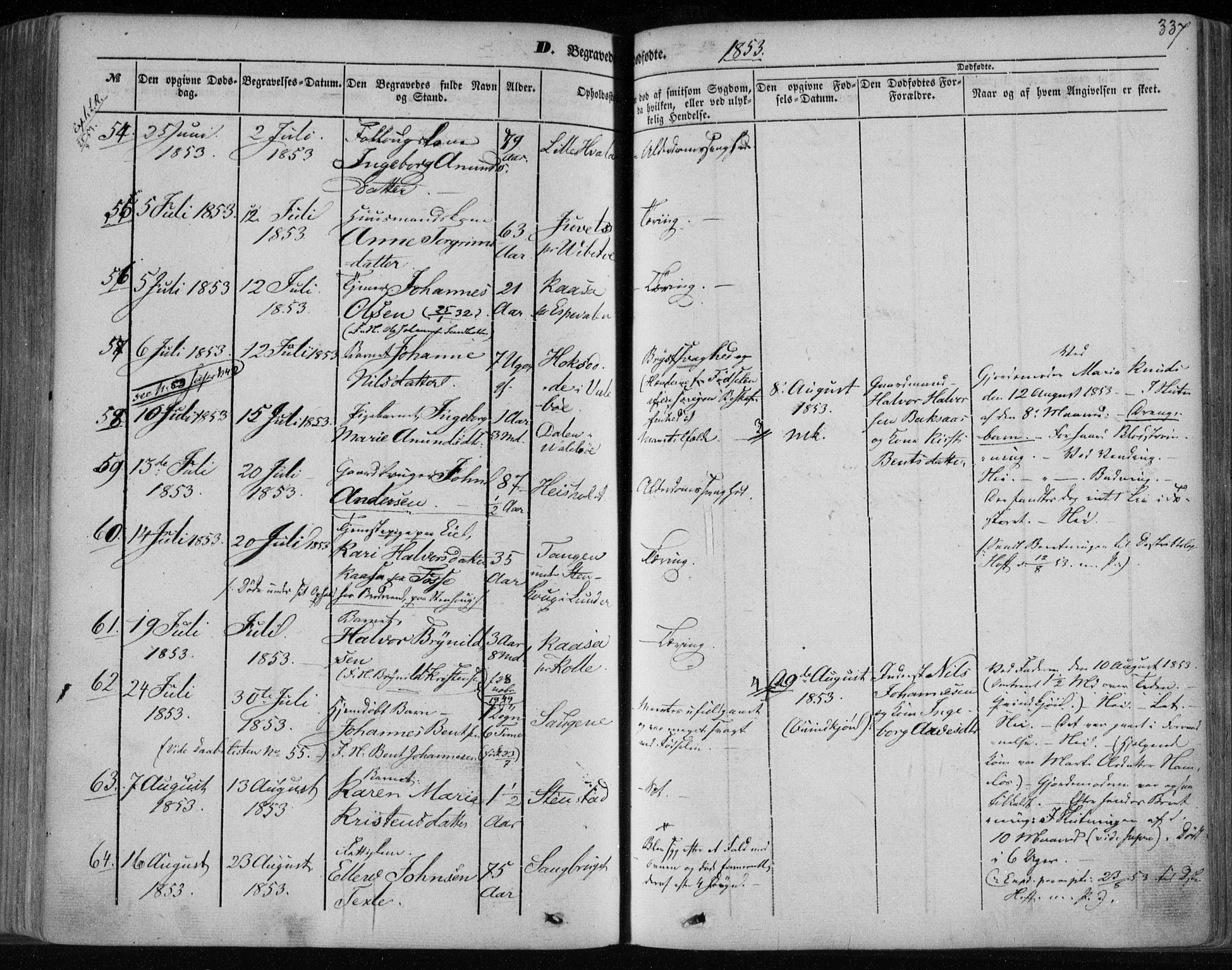 Holla kirkebøker, AV/SAKO-A-272/F/Fa/L0005: Parish register (official) no. 5, 1849-1860, p. 337