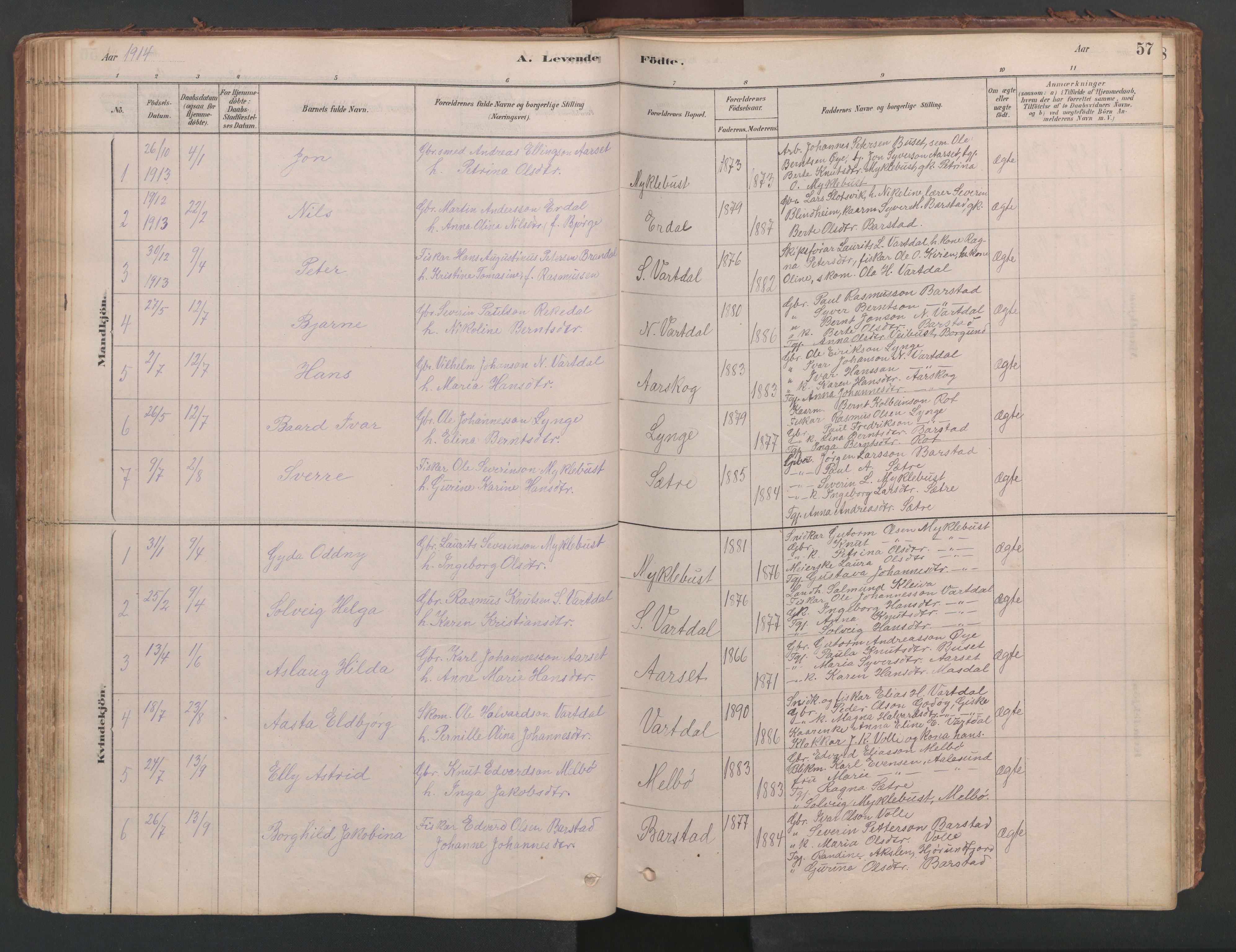 Ministerialprotokoller, klokkerbøker og fødselsregistre - Møre og Romsdal, SAT/A-1454/514/L0201: Parish register (copy) no. 514C01, 1878-1919, p. 57