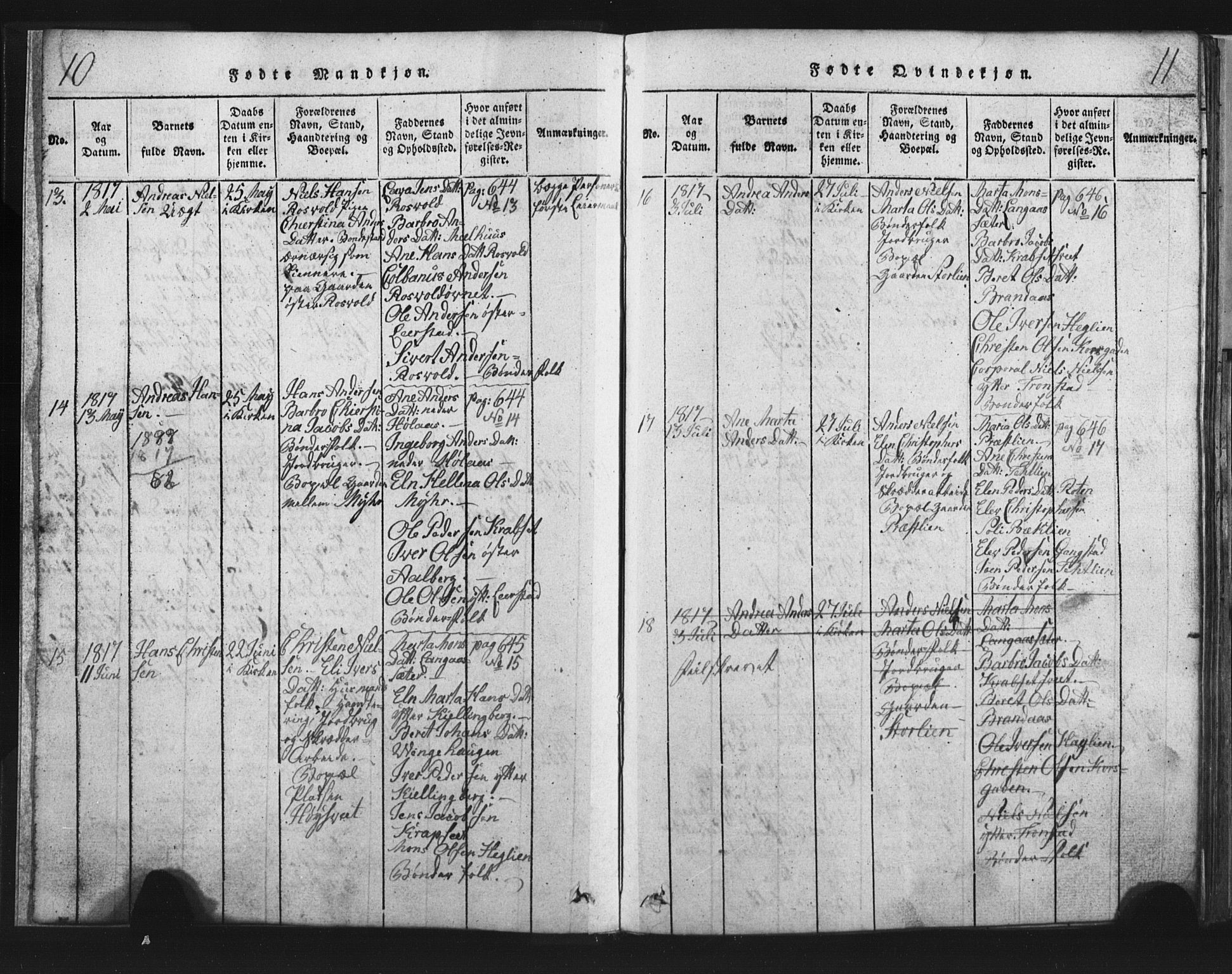 Ministerialprotokoller, klokkerbøker og fødselsregistre - Nord-Trøndelag, AV/SAT-A-1458/701/L0017: Parish register (copy) no. 701C01, 1817-1825, p. 10-11