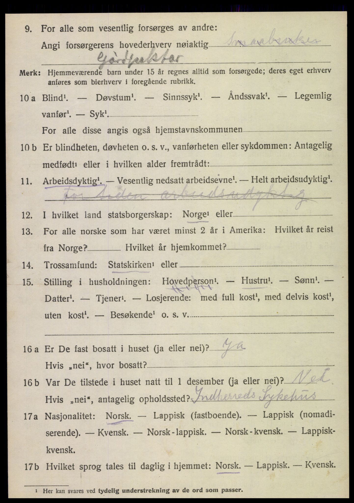SAT, 1920 census for Sparbu, 1920, p. 3166