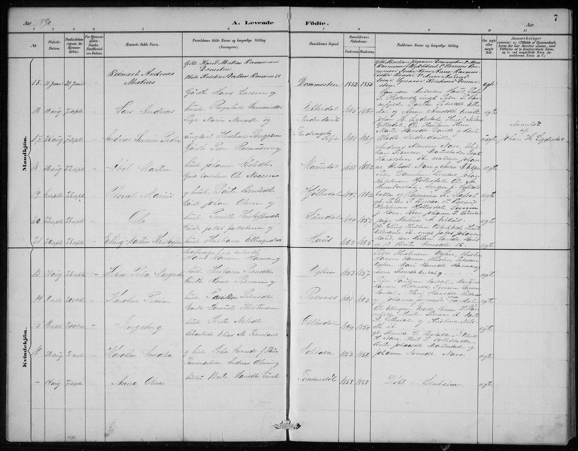 Davik sokneprestembete, AV/SAB-A-79701/H/Hab/Haba/L0002: Parish register (copy) no. A 2, 1890-1911, p. 7