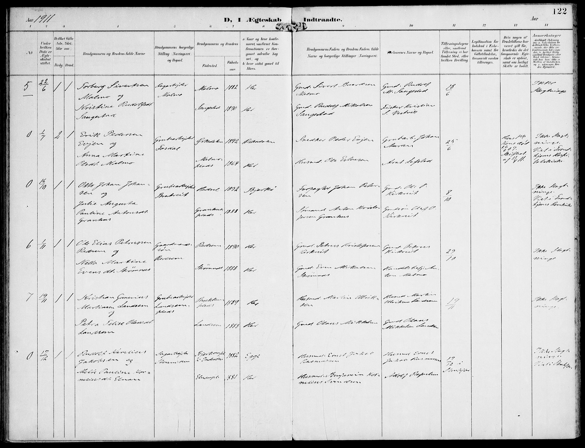 Ministerialprotokoller, klokkerbøker og fødselsregistre - Nord-Trøndelag, SAT/A-1458/745/L0430: Parish register (official) no. 745A02, 1895-1913, p. 122