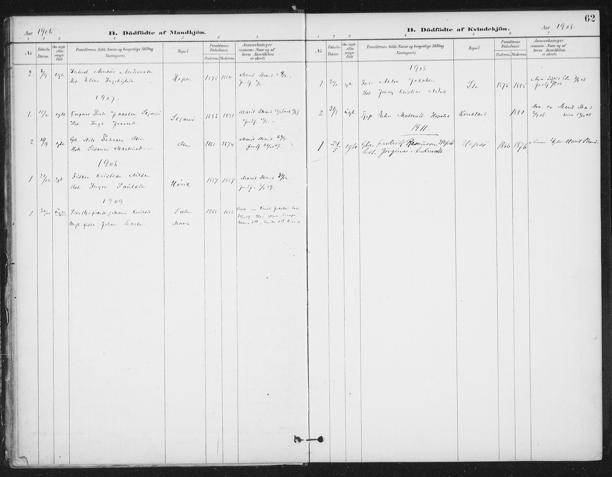 Ministerialprotokoller, klokkerbøker og fødselsregistre - Sør-Trøndelag, SAT/A-1456/658/L0723: Parish register (official) no. 658A02, 1897-1912, p. 62