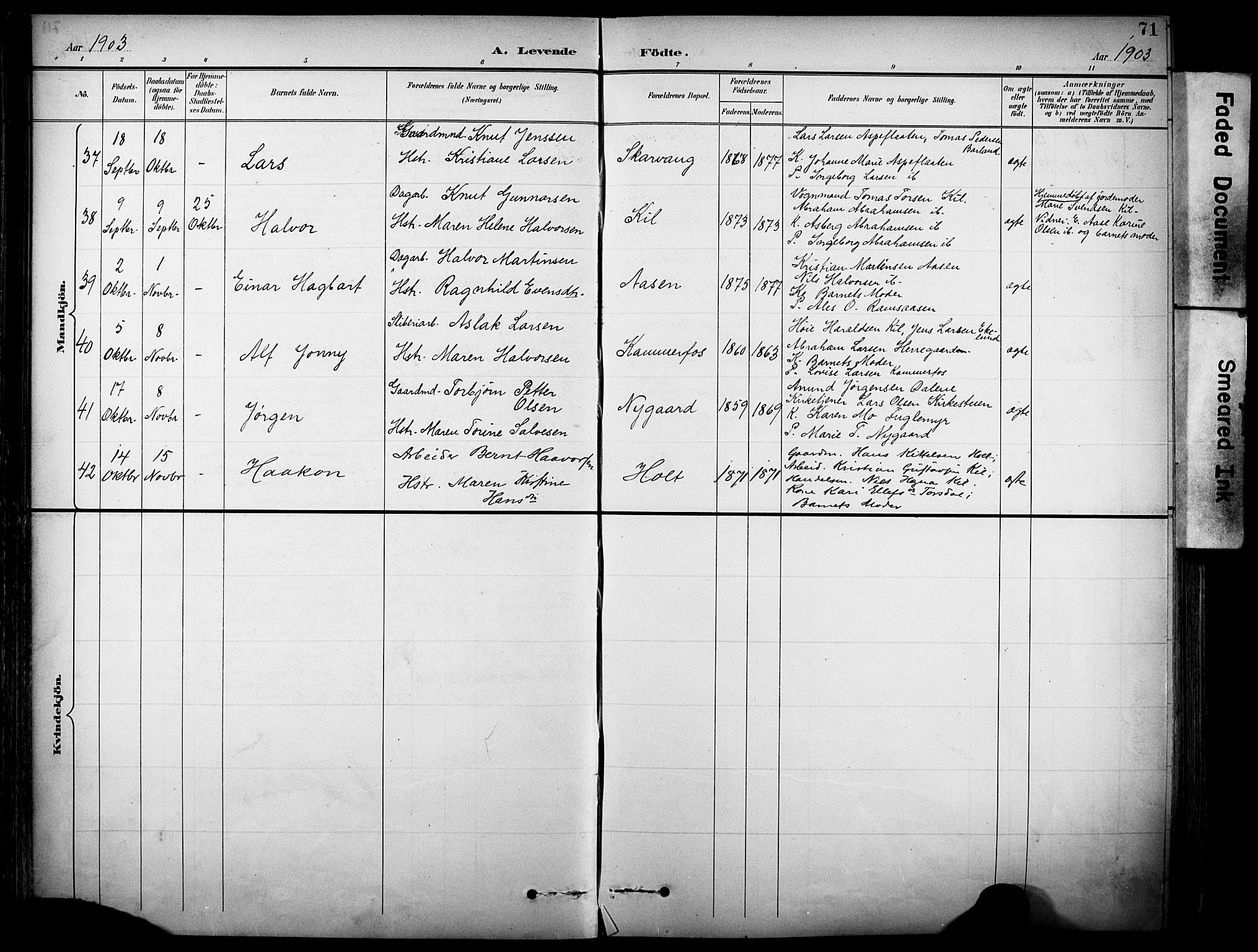 Sannidal kirkebøker, AV/SAKO-A-296/F/Fa/L0016: Parish register (official) no. 16, 1895-1911, p. 71