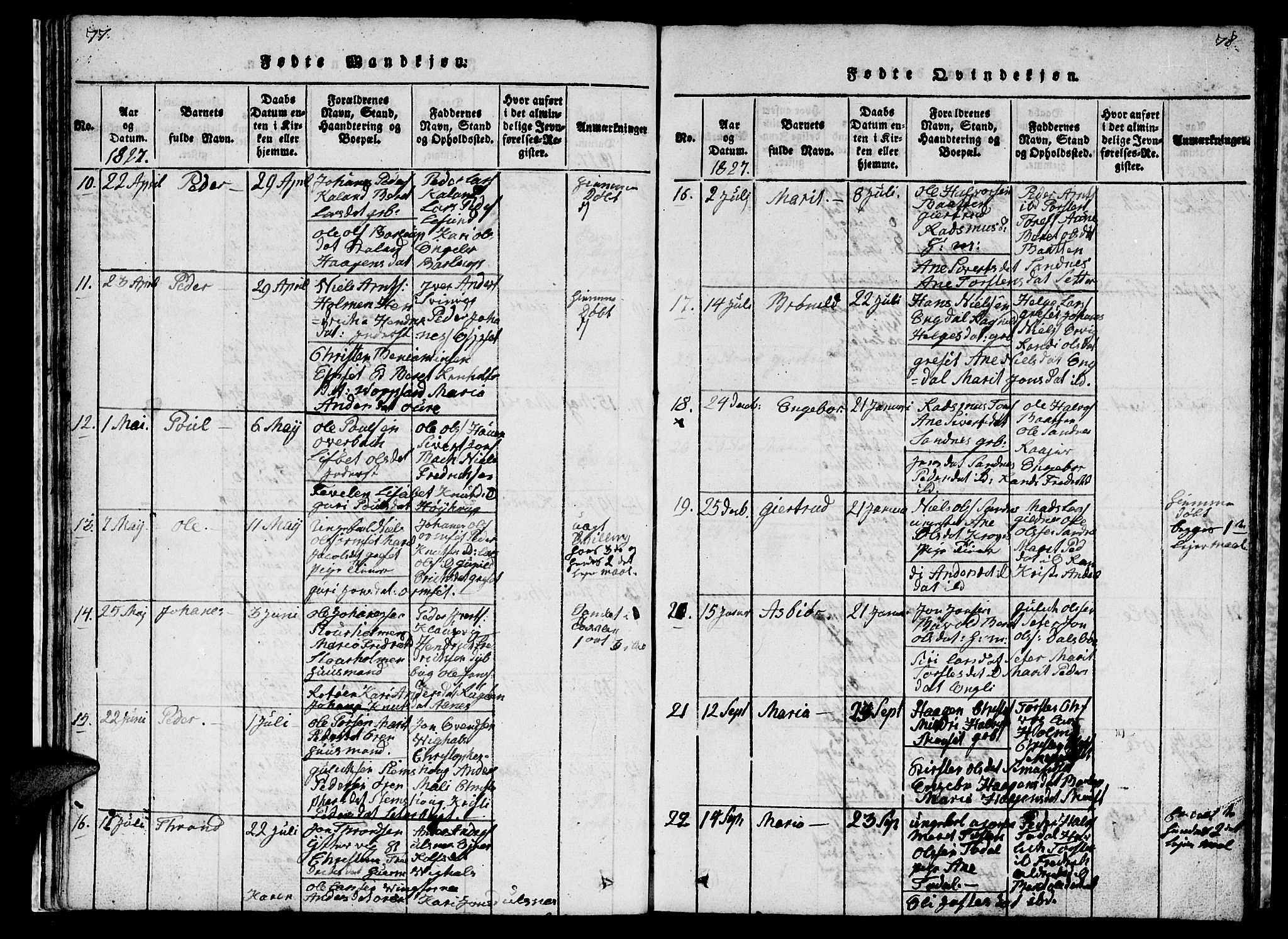 Ministerialprotokoller, klokkerbøker og fødselsregistre - Møre og Romsdal, AV/SAT-A-1454/578/L0908: Parish register (copy) no. 578C01, 1819-1837, p. 77-78