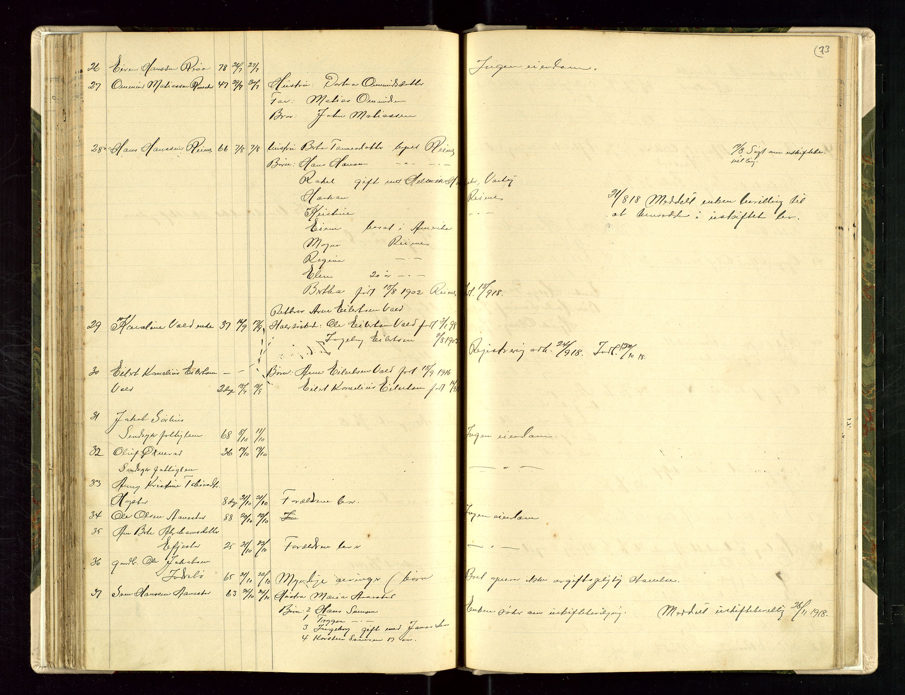 Hå lensmannskontor, AV/SAST-A-100456/Gga/L0002: Dødsfallsprotokoll, 1902-1925, p. 73