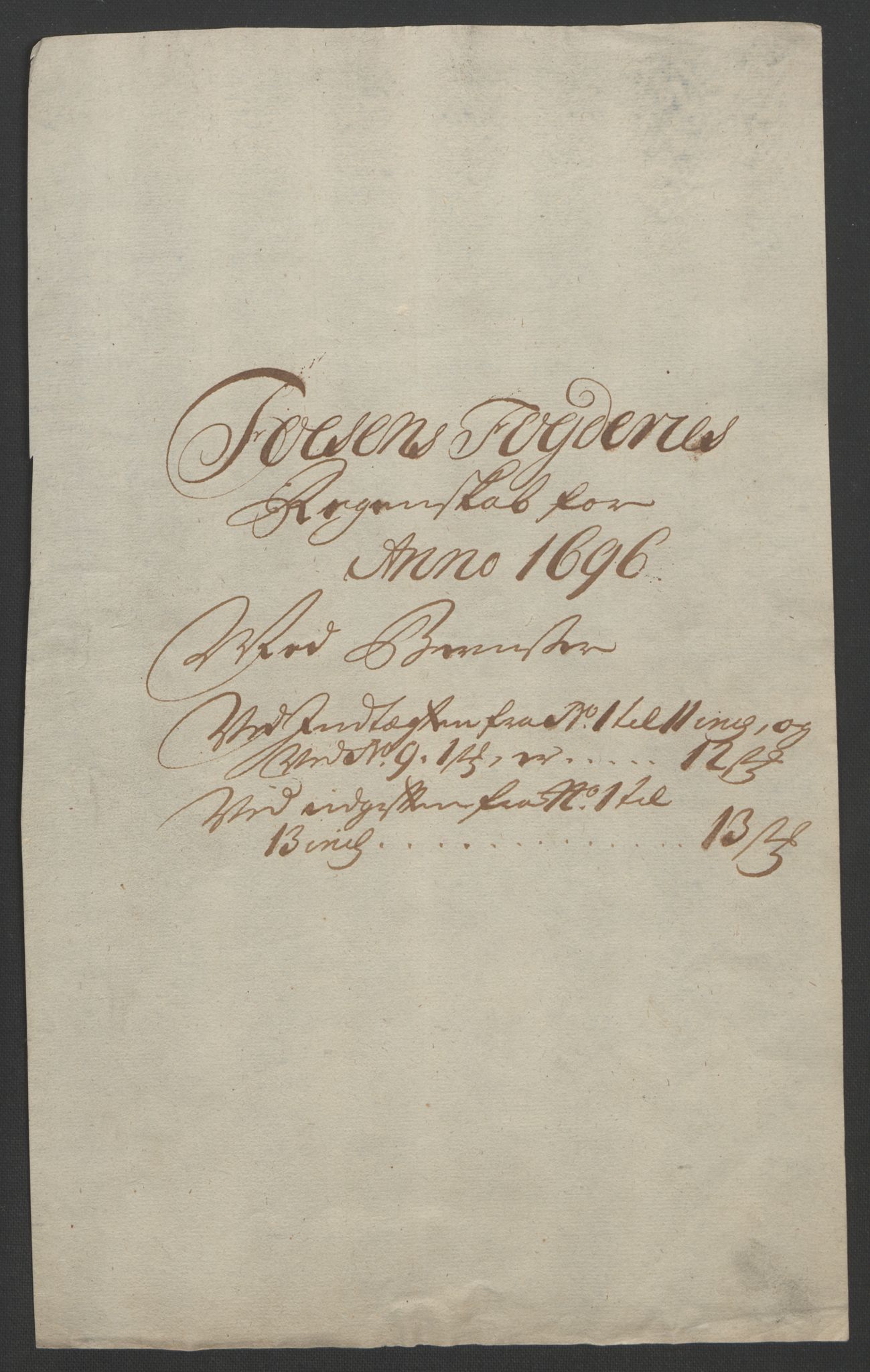Rentekammeret inntil 1814, Reviderte regnskaper, Fogderegnskap, RA/EA-4092/R57/L3851: Fogderegnskap Fosen, 1695-1696, p. 192
