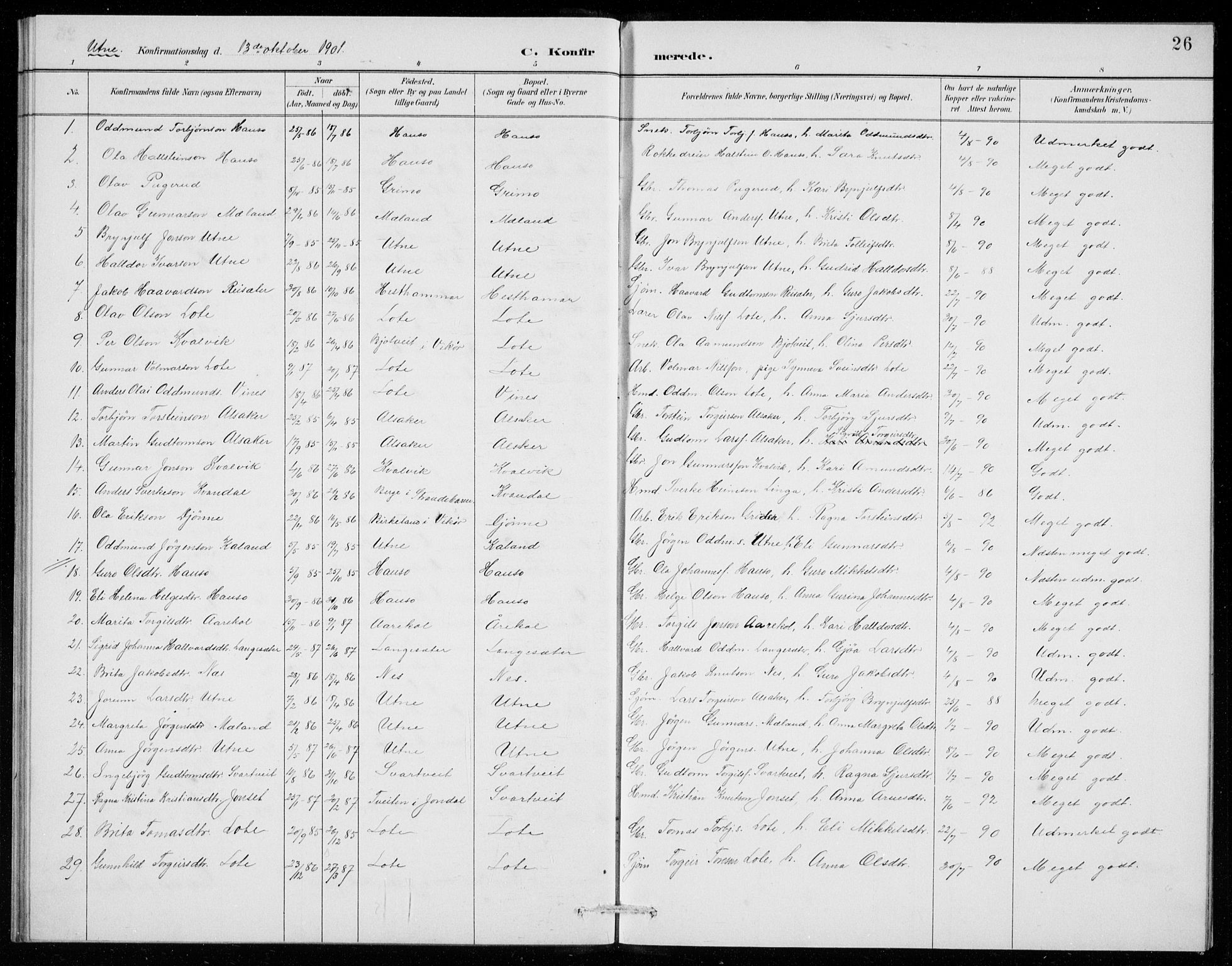 Ullensvang sokneprestembete, SAB/A-78701/H/Hab: Parish register (copy) no. E  8, 1887-1923, p. 26