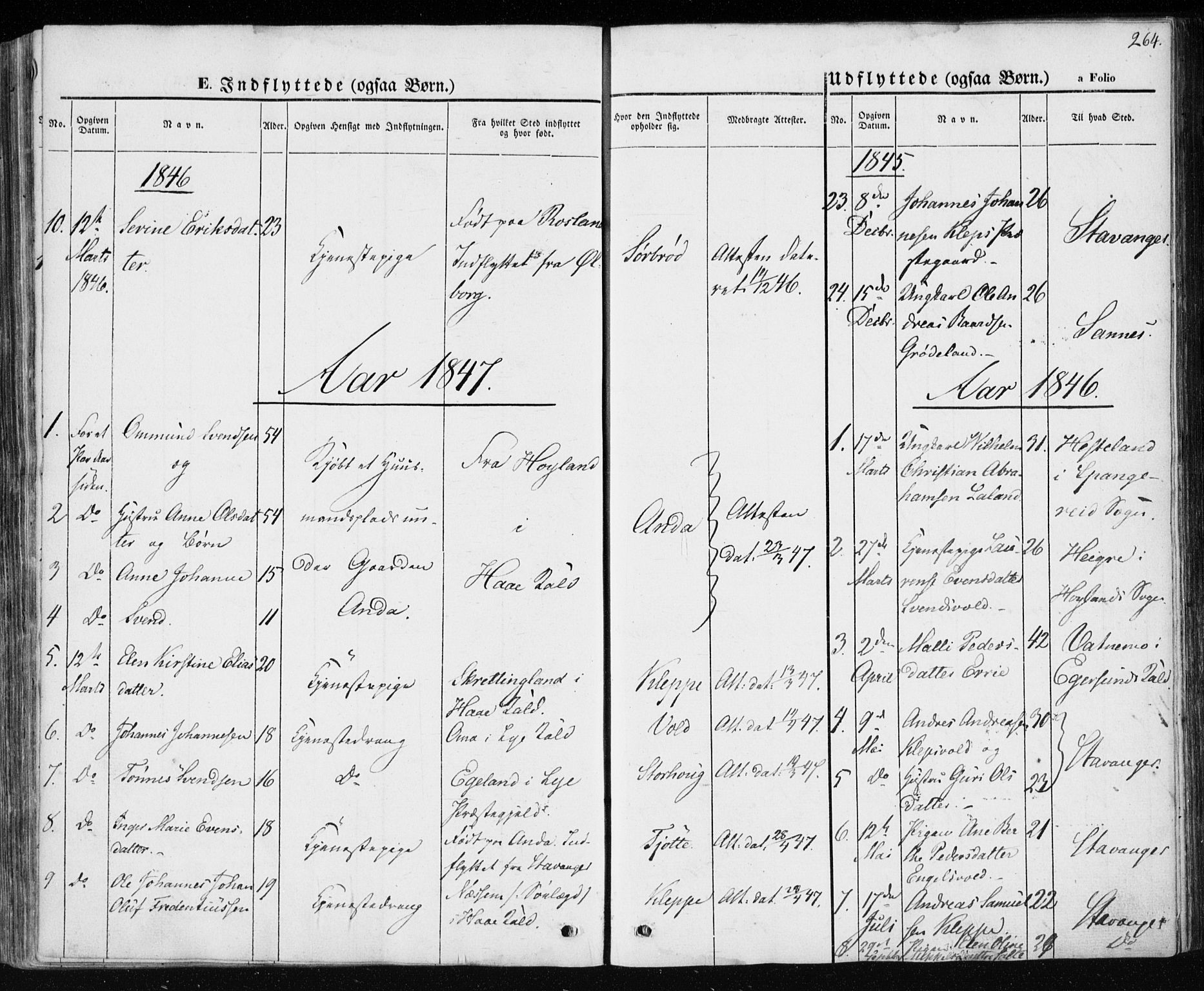 Klepp sokneprestkontor, SAST/A-101803/001/3/30BA/L0004: Parish register (official) no. A 4, 1842-1852, p. 264