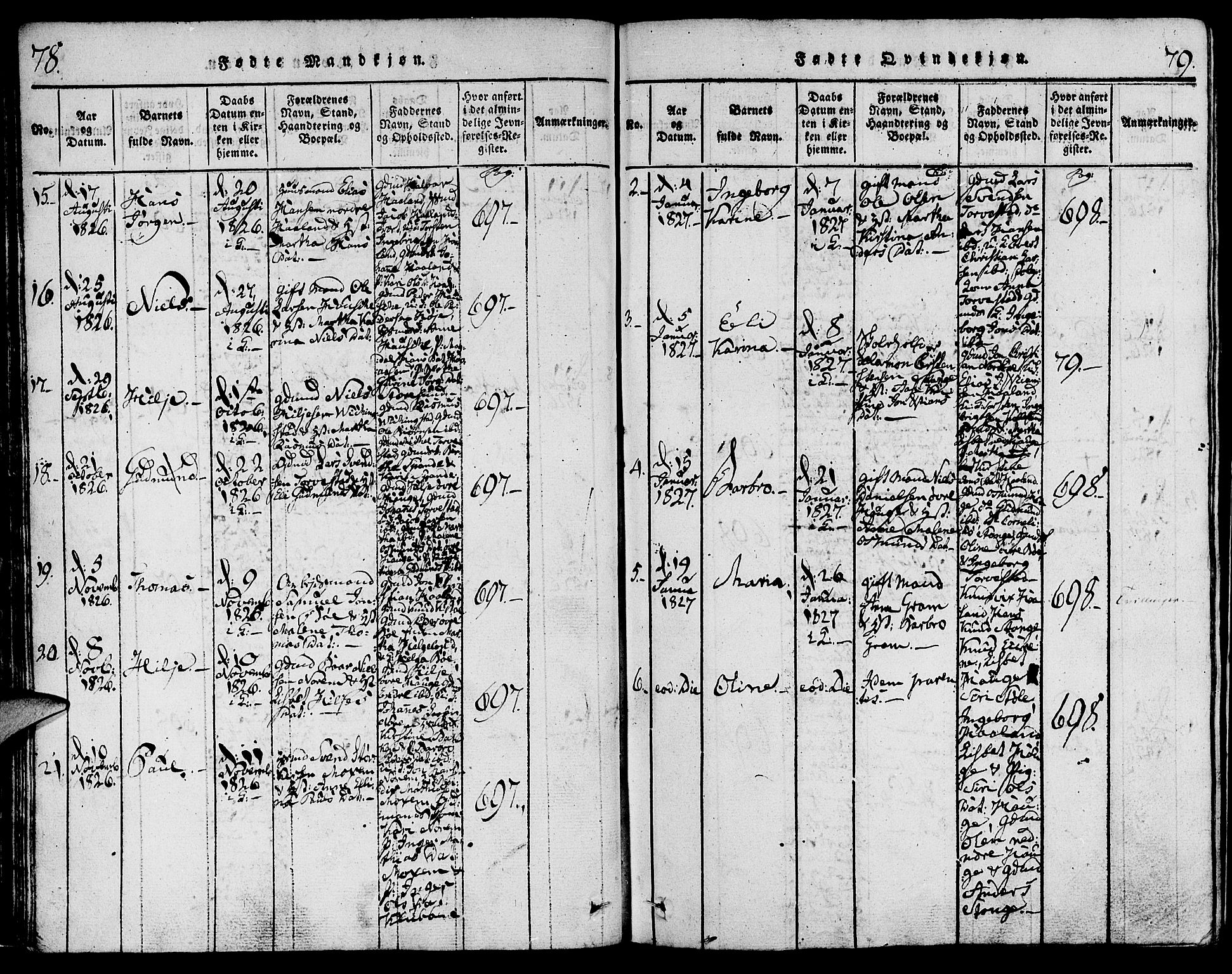 Torvastad sokneprestkontor, SAST/A -101857/H/Ha/Haa/L0004: Parish register (official) no. A 3 /1, 1817-1836, p. 78-79