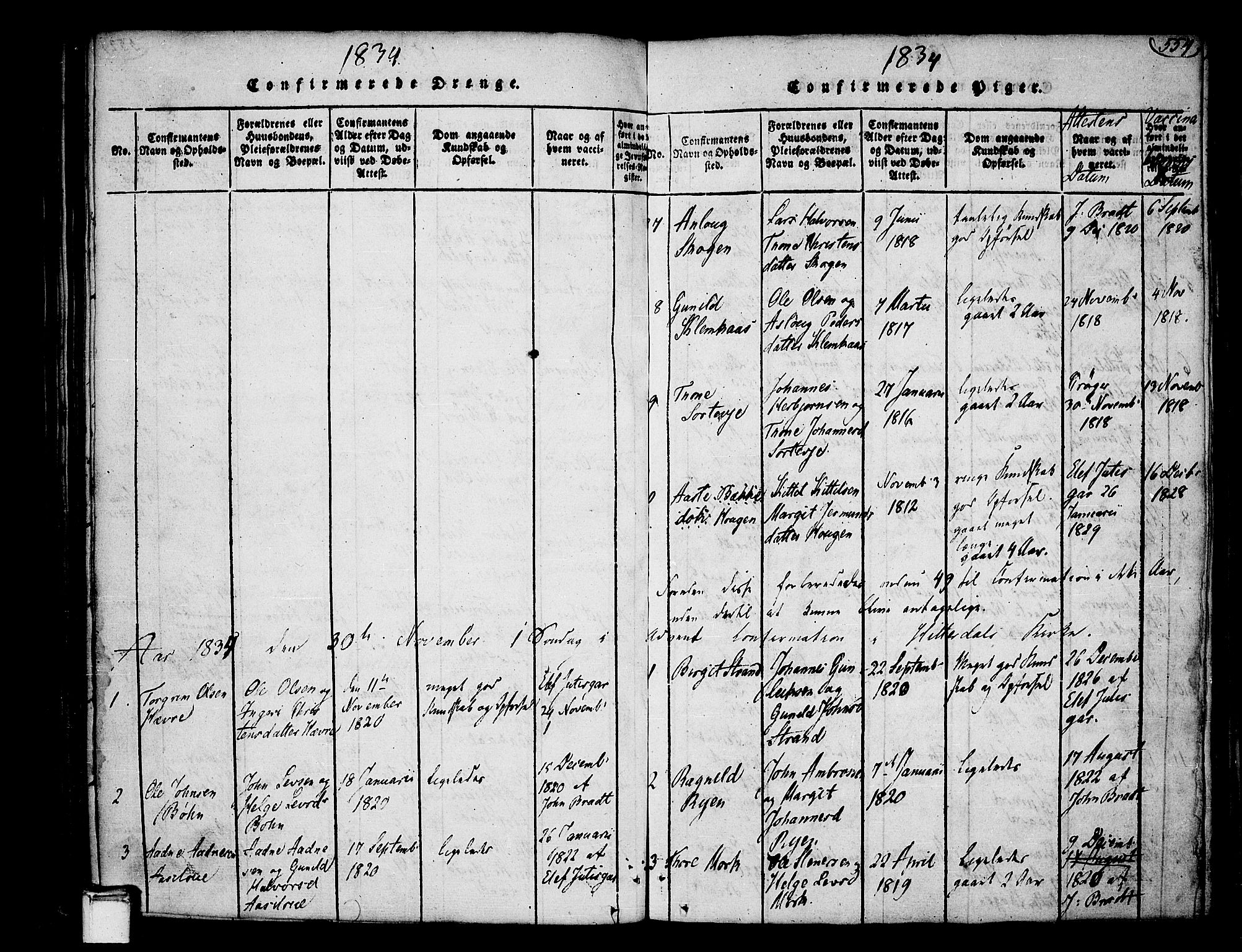Heddal kirkebøker, SAKO/A-268/F/Fa/L0005: Parish register (official) no. I 5, 1814-1837, p. 553-554