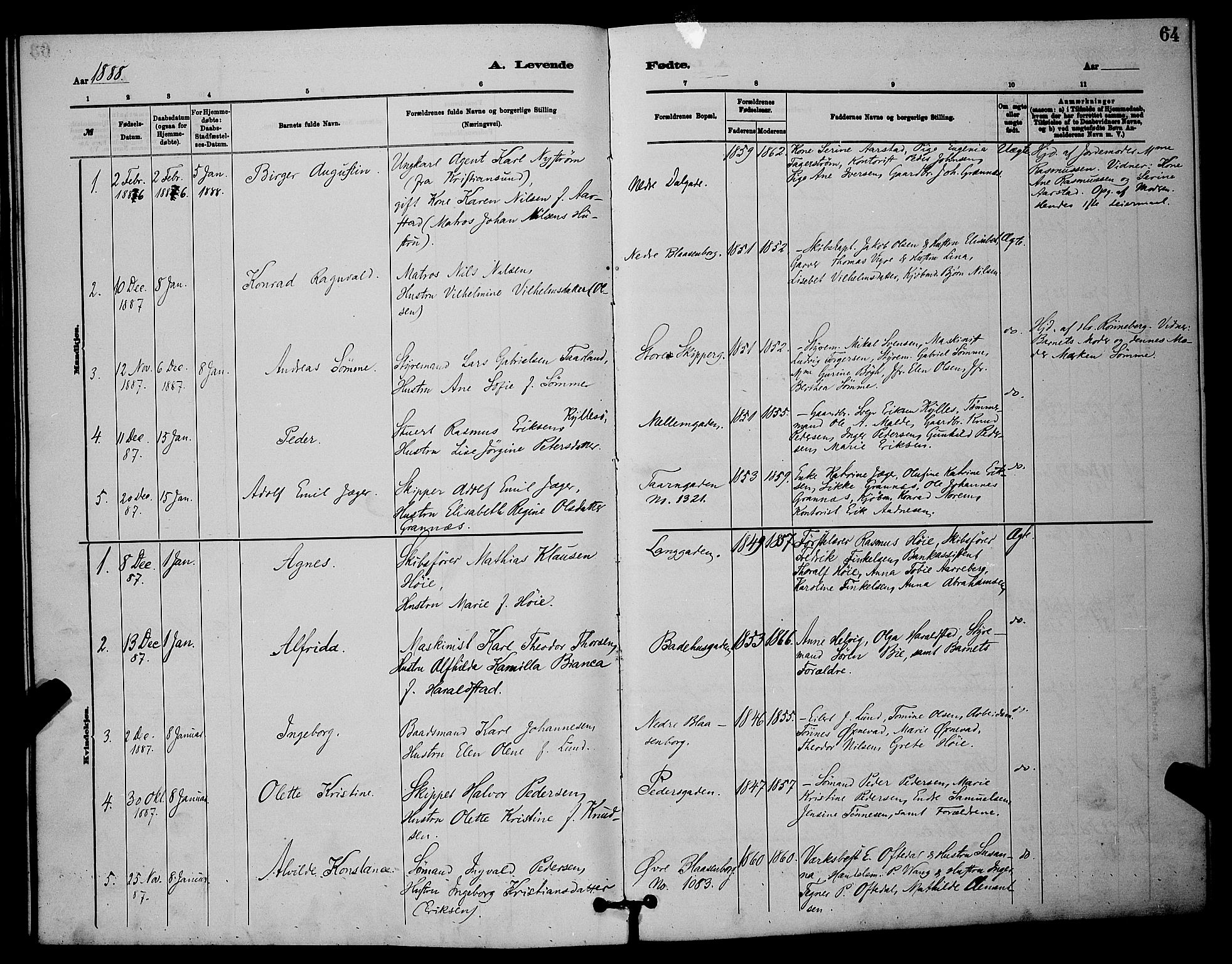 St. Johannes sokneprestkontor, AV/SAST-A-101814/001/30/30BB/L0001: Parish register (copy) no. B 1, 1885-1897, p. 64