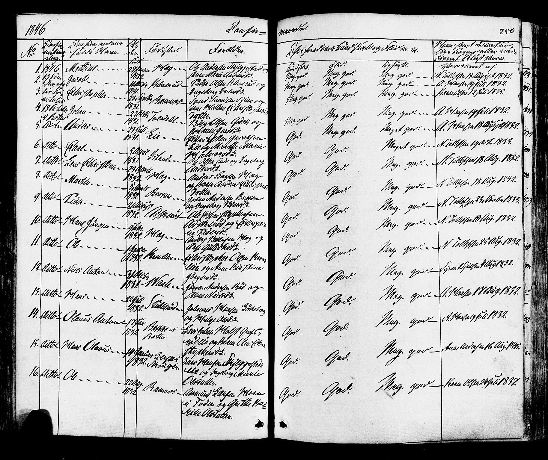 Botne kirkebøker, AV/SAKO-A-340/F/Fa/L0006: Parish register (official) no. I 6, 1836-1877, p. 250