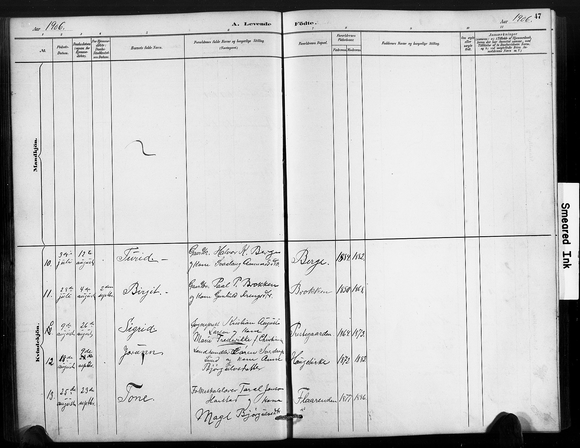 Valle sokneprestkontor, AV/SAK-1111-0044/F/Fb/Fbc/L0004: Parish register (copy) no. B 4, 1890-1928, p. 47