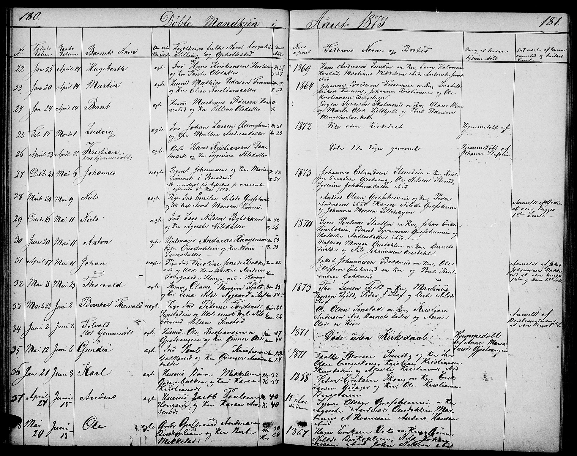 Nes prestekontor, Hedmark, AV/SAH-PREST-020/L/La/L0005: Parish register (copy) no. 5, 1852-1889, p. 180-181