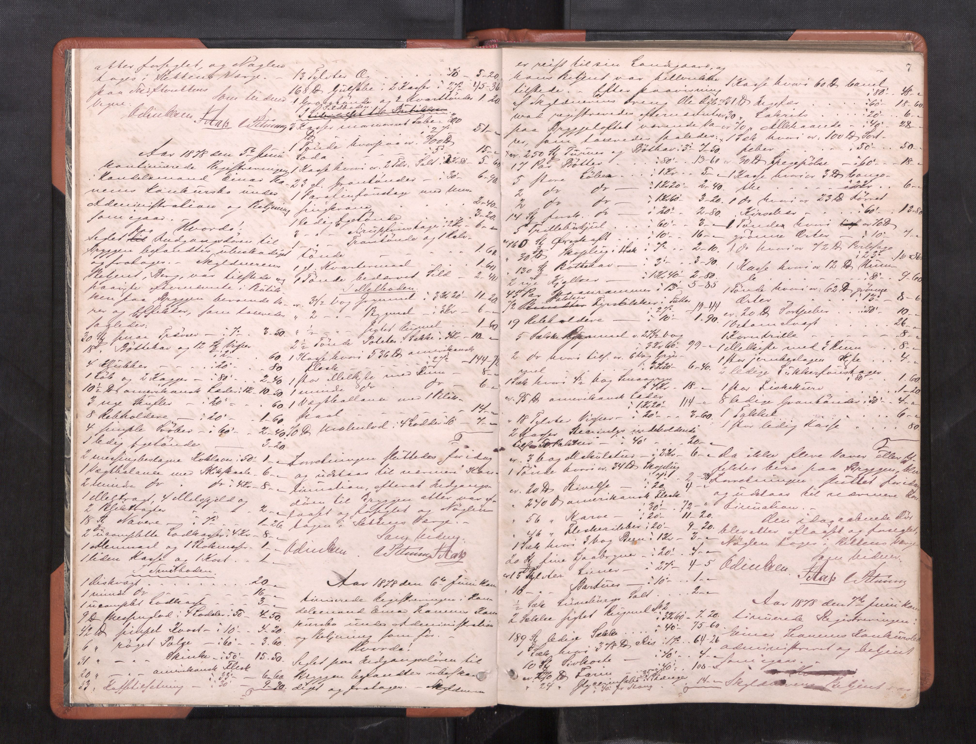 Trondheim byfogd, AV/SAT-A-0003/1/3/3C/L0009: Skifteregistreringsprotokoll (u/ register), 1878-1885, p. 7