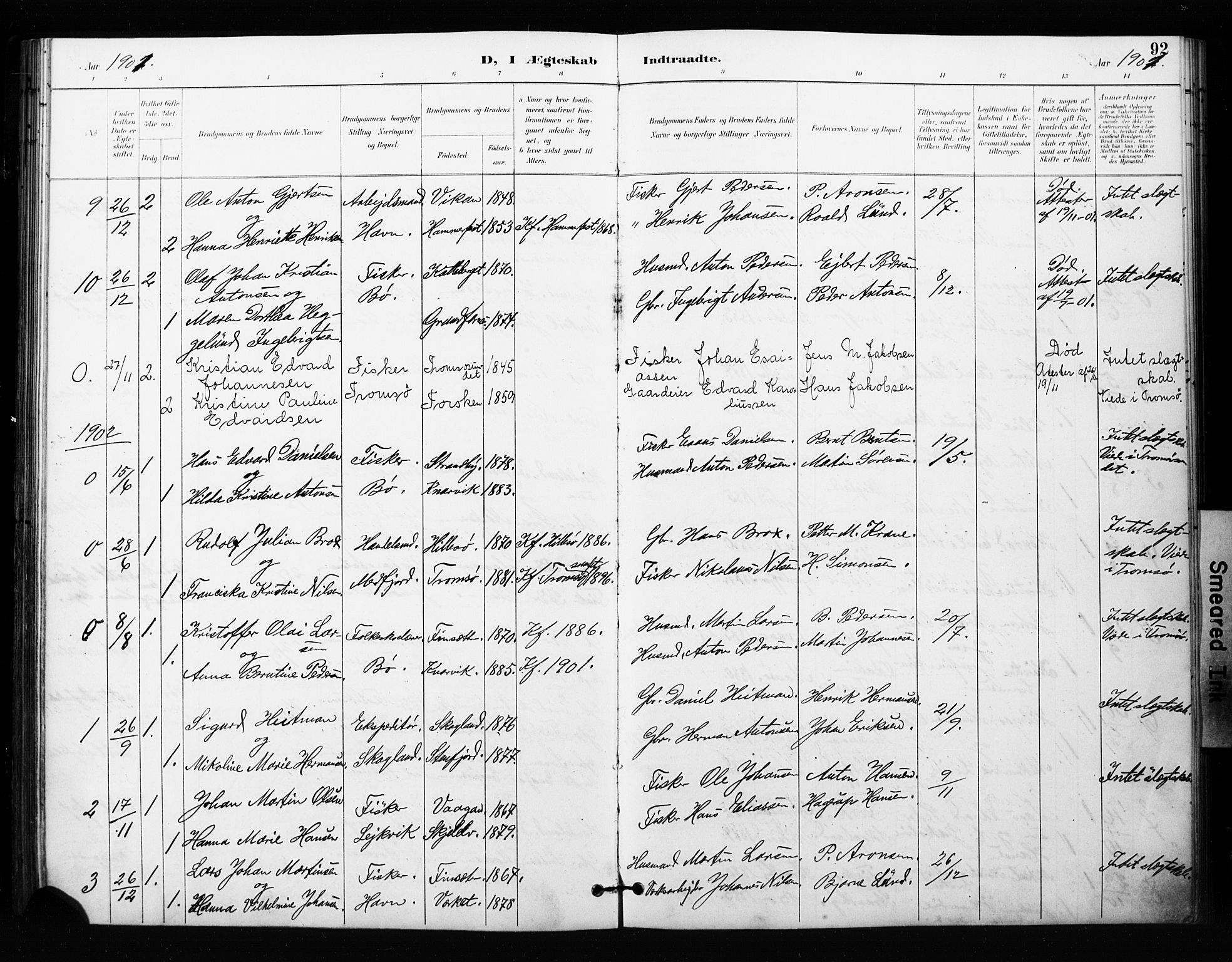 Berg sokneprestkontor, SATØ/S-1318/G/Ga/Gaa/L0005kirke: Parish register (official) no. 5, 1894-1905, p. 92