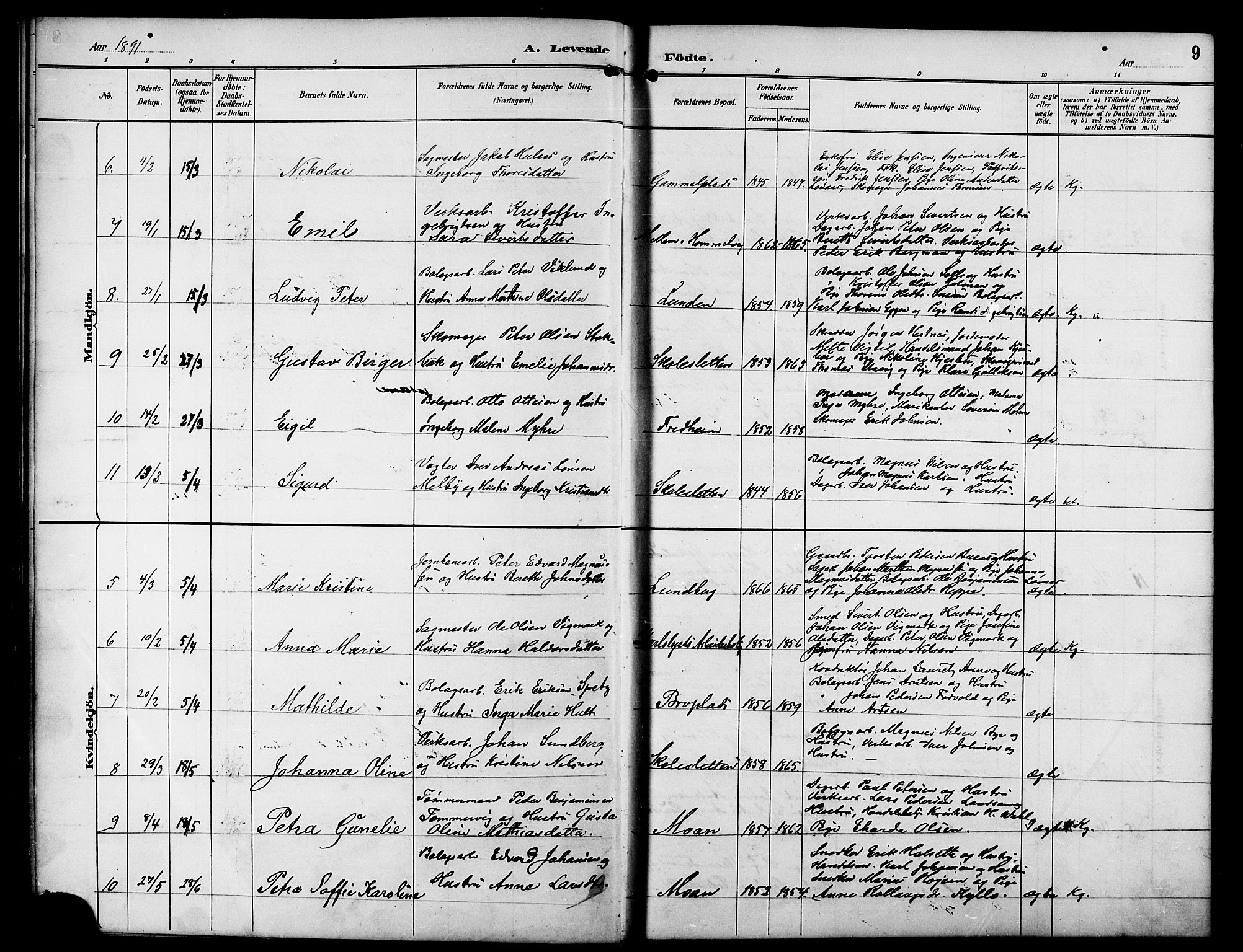 Ministerialprotokoller, klokkerbøker og fødselsregistre - Sør-Trøndelag, SAT/A-1456/617/L0431: Parish register (copy) no. 617C01, 1889-1910, p. 9