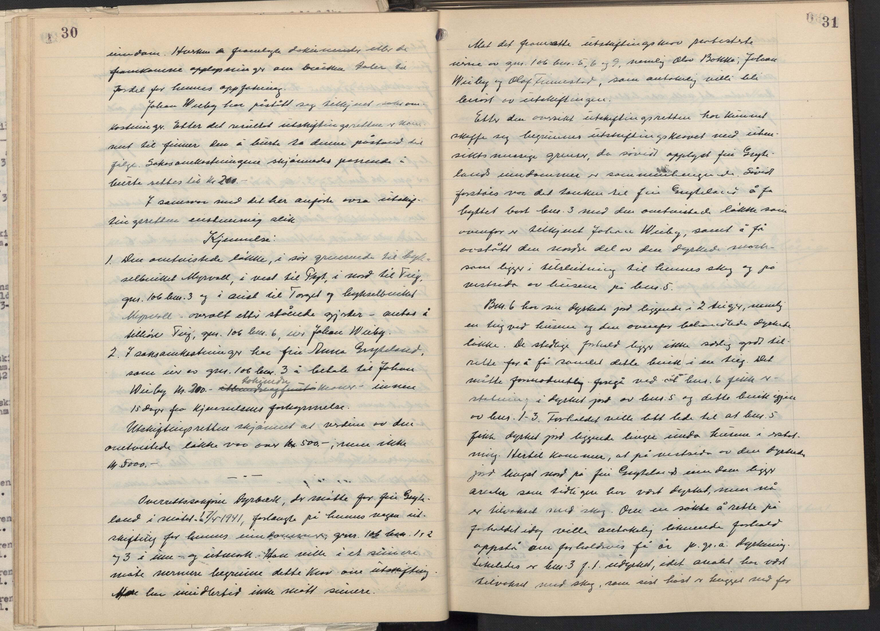 Østfold jordskifterett, AV/SAO-A-10240/F/Fc/L0007: Forhandlingsprotokoller, 1941-1947, p. 30-31