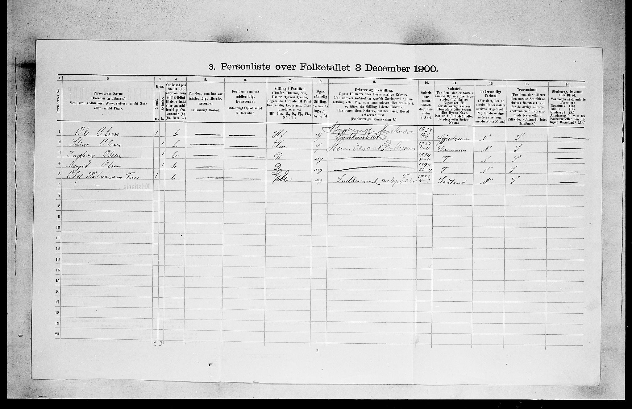 SAO, 1900 census for Kristiania, 1900, p. 6002