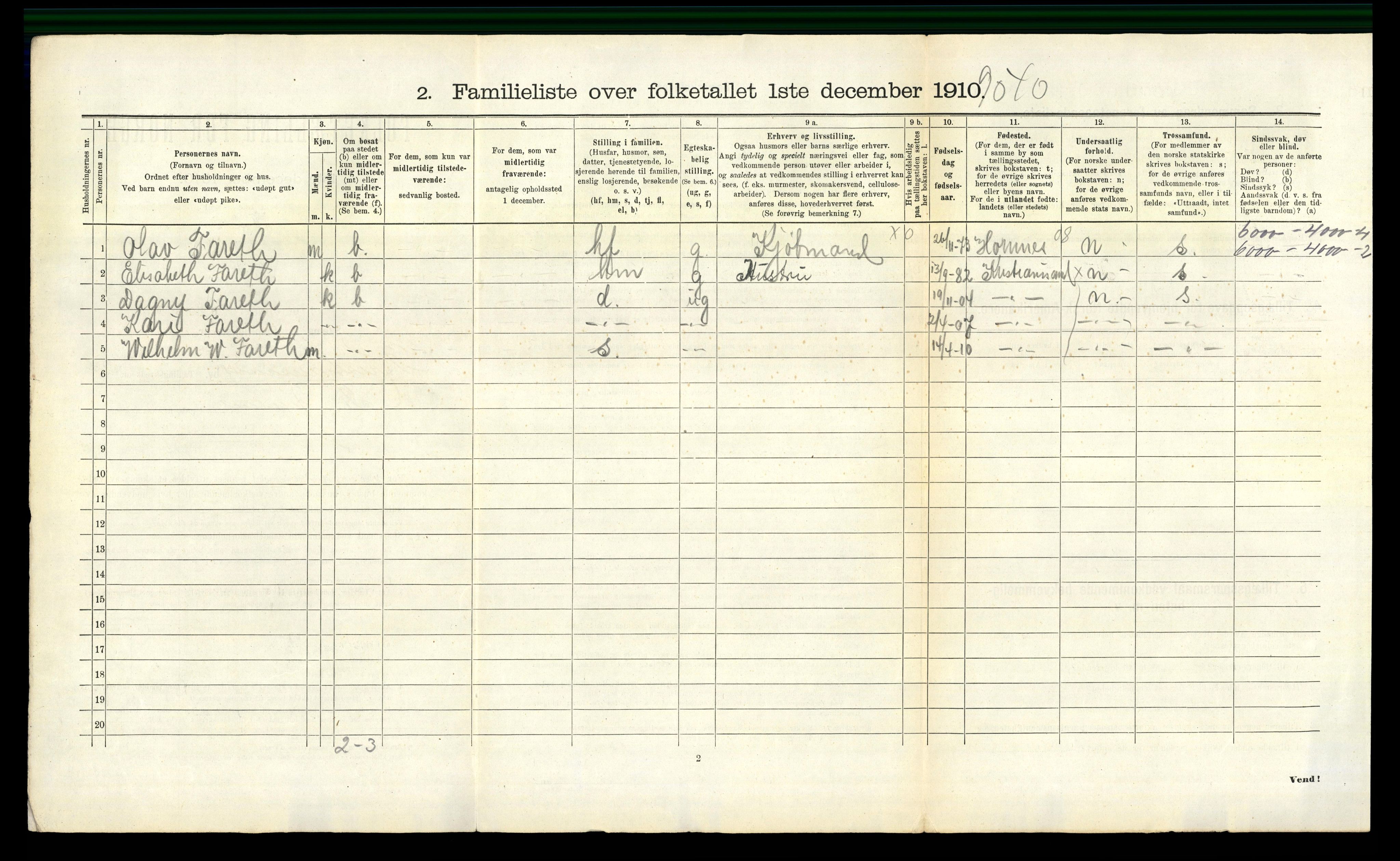 RA, 1910 census for Kristiansand, 1910, p. 6149