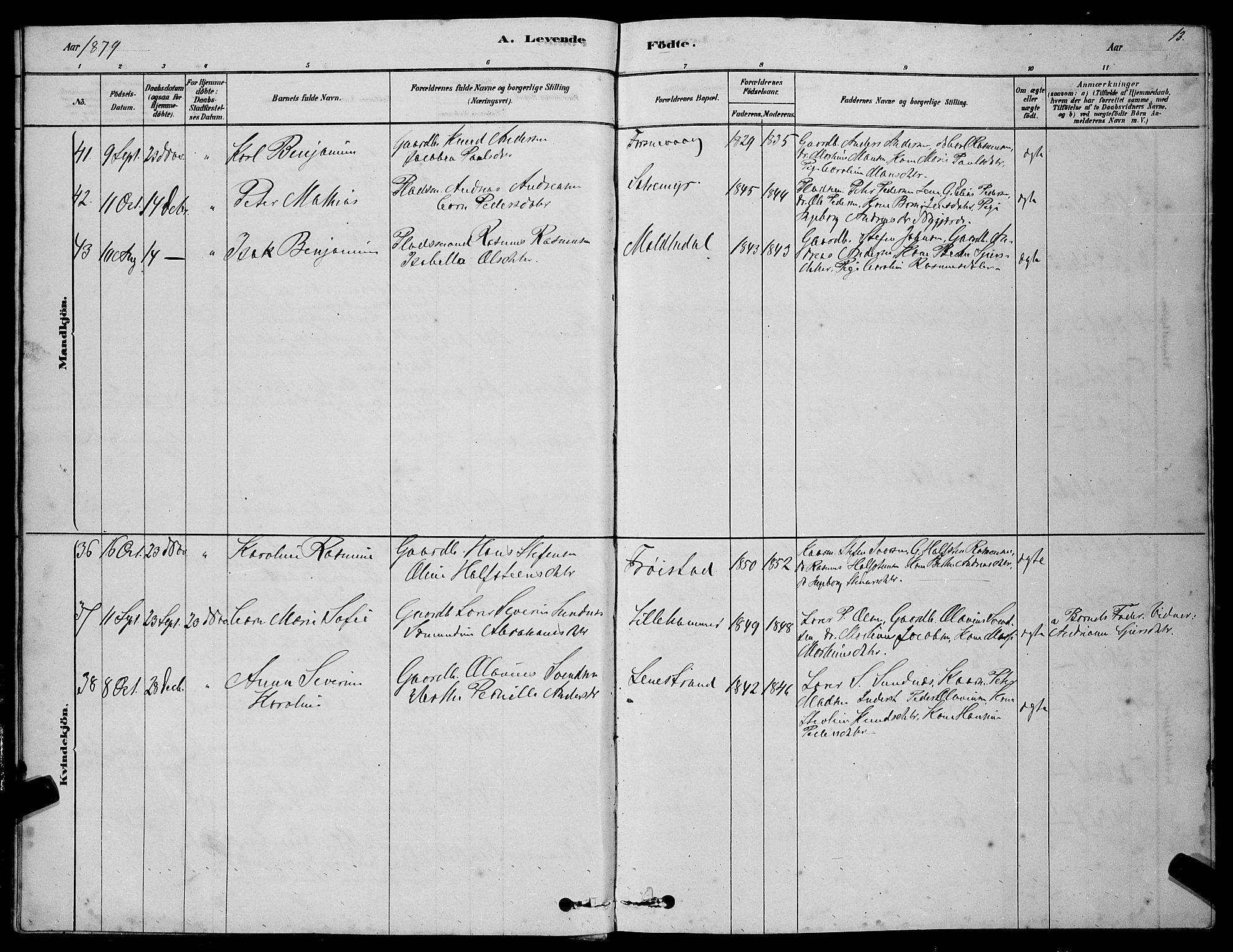 Ministerialprotokoller, klokkerbøker og fødselsregistre - Møre og Romsdal, AV/SAT-A-1454/507/L0081: Parish register (copy) no. 507C04, 1878-1898, p. 13